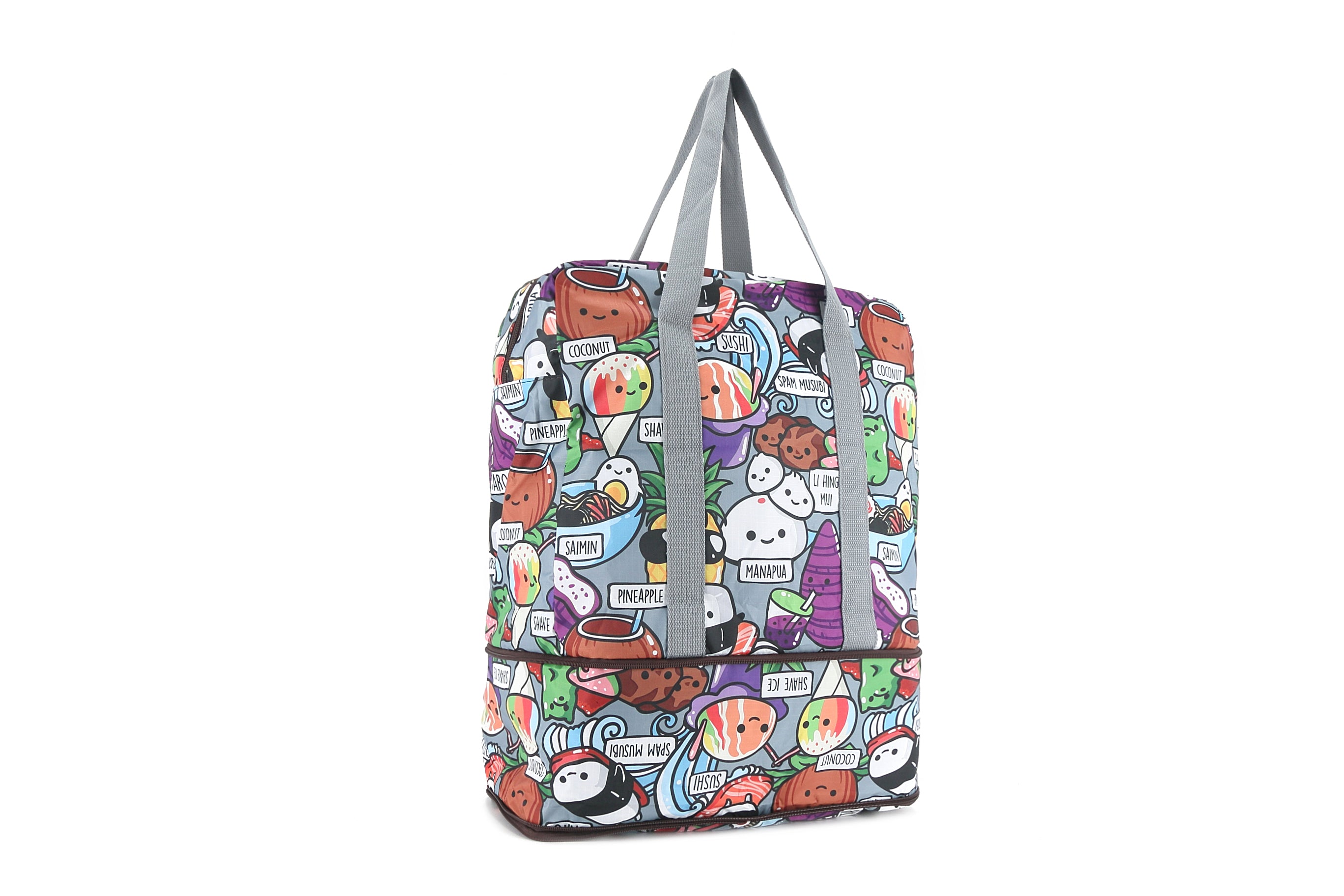 Foldable Duffle Bag for Travel & Gym - Lightweight & Water-Resistant Carry-On Luggage (Sophie Craving Hawaii Grey) - Perfect for Weekend Trips, Sports & Outdoor Adventures