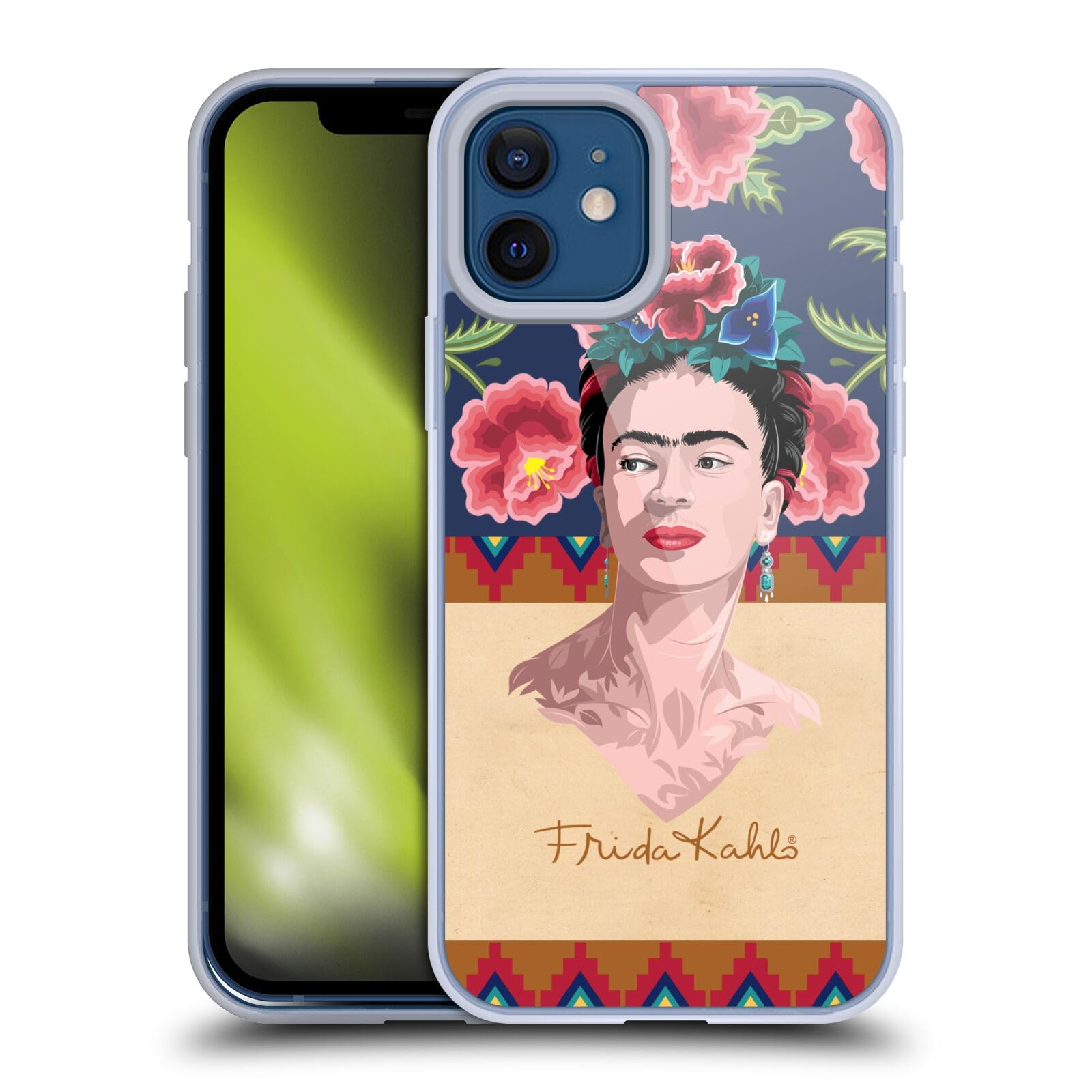 Officially Licensed Frida Kahlo Red Portrait Soft Gel Phone Case for Apple iPhone 12 & iPhone 12 Pro - Durable Protection & Stylish Design for Everyday Use