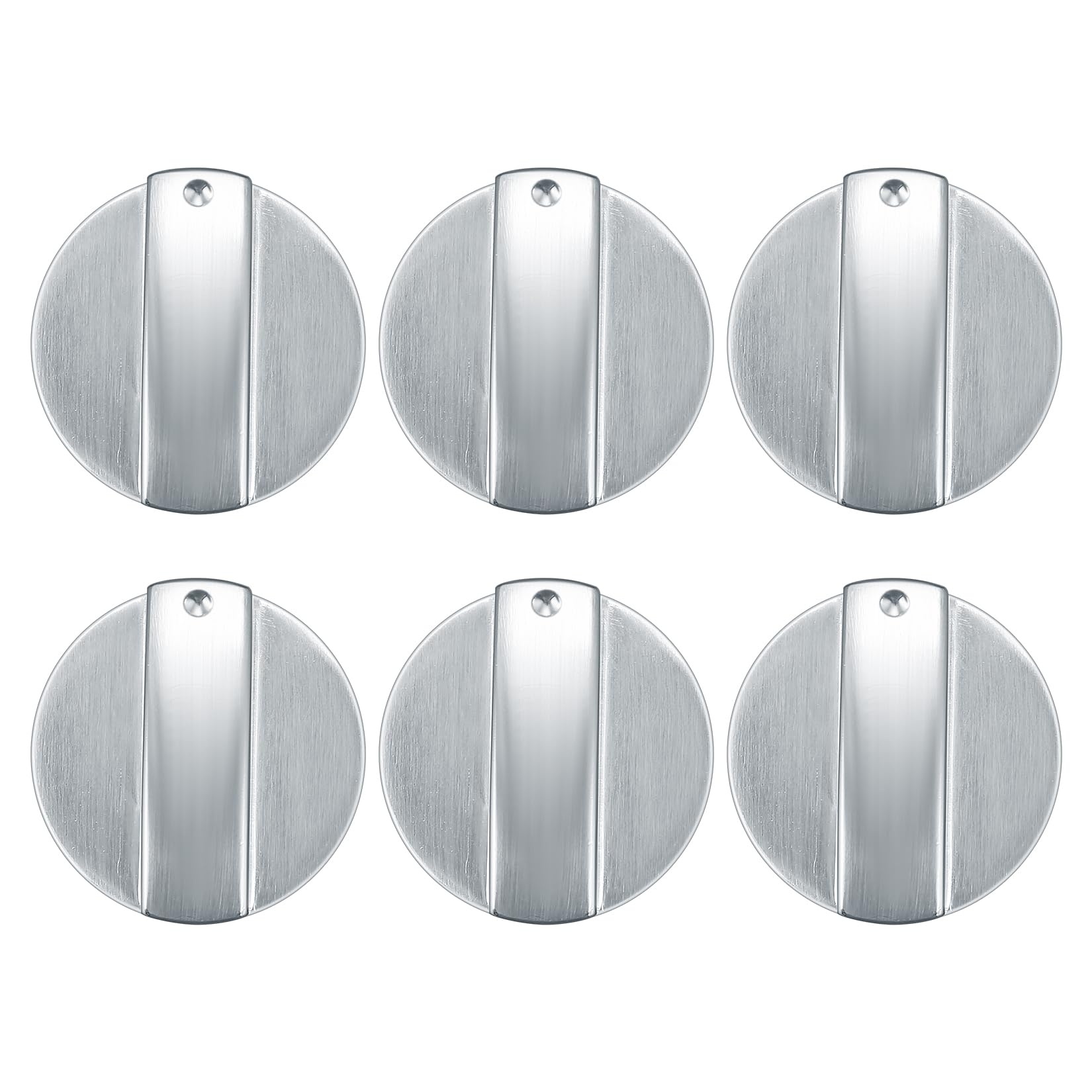 6 Pcs Gas Stove Control Knobs - 6mm Metal Cooker Knobs with Silver Adapters - Replacement Stove Knobs for Kitchen Ovens, Gas Hobs & Cooktops - Perfect for Upgrading Old or Damaged Stove Controls (Home Kitchen Use)