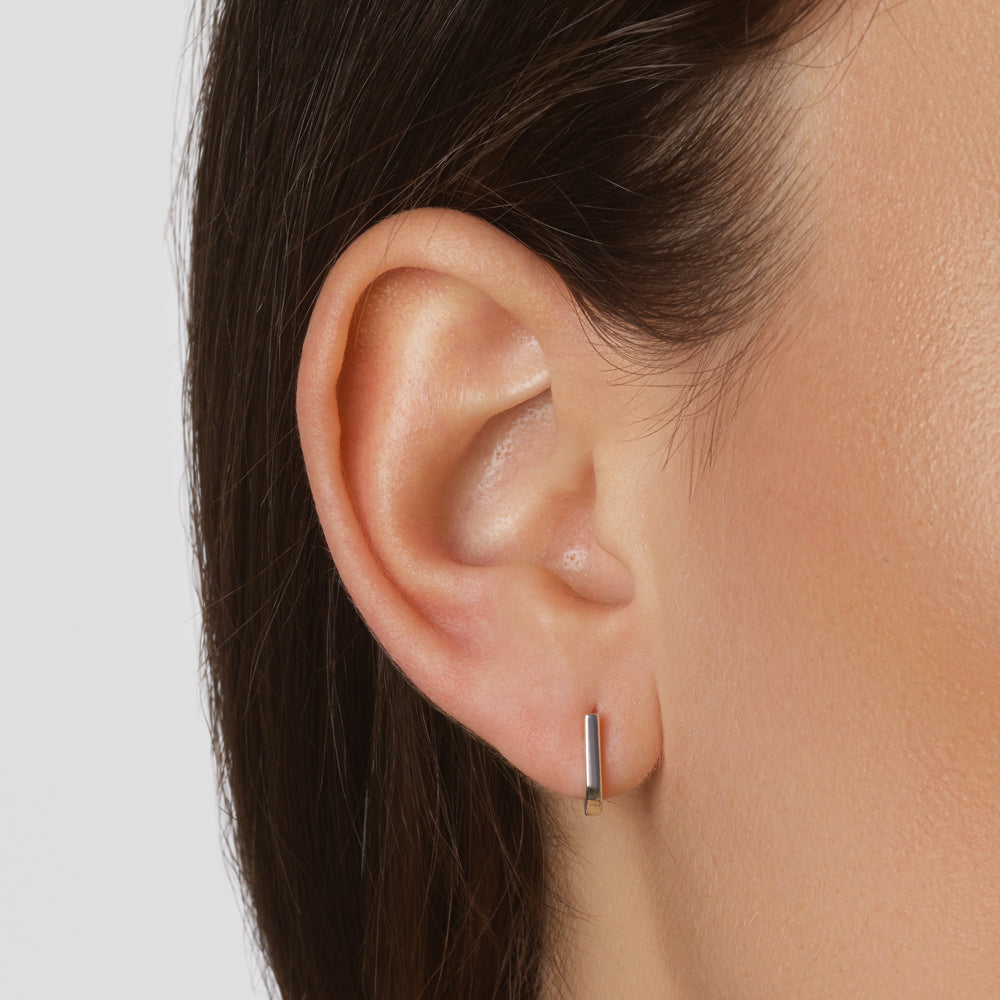 Mini Charm Paperclip Huggie Earrings in Silver - Dainty & Trendy Hoop Earrings for Everyday Wear, Gifts & Special Occasions