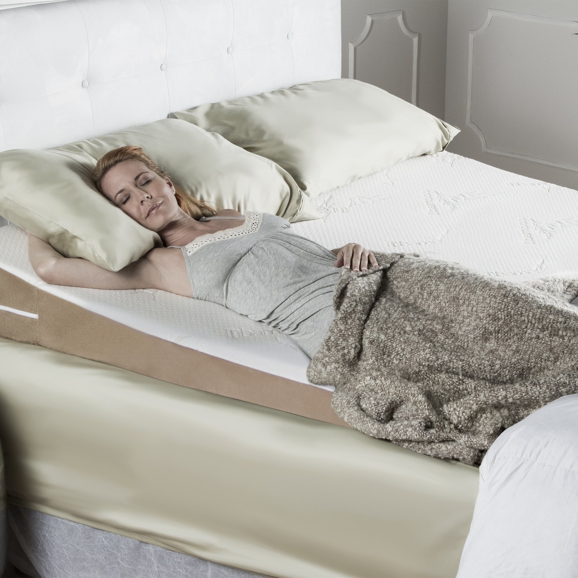 Avana Super Slant Giant Inclined Memory Foam Bed Wedge Pillow - Queen Size Adjustable Wedge for Sleeping, Acid Reflux, Back Pain Relief & Reading in Bed - Perfect for Home, Hospital & Elderly Care