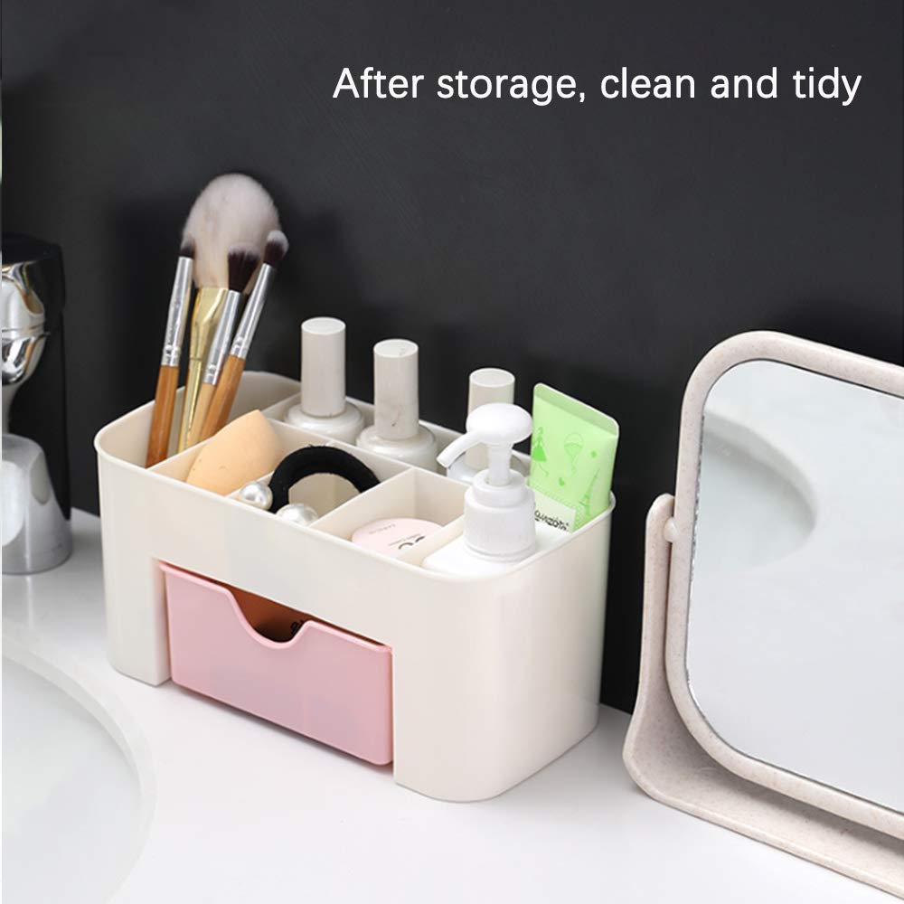 White Plastic Makeup Storage Box with Drawers - Multifunctional Cosmetic Organizer for Bathroom, Vanity & Travel - Holds Cosmetics, Skincare, Accessories & Beauty Essentials