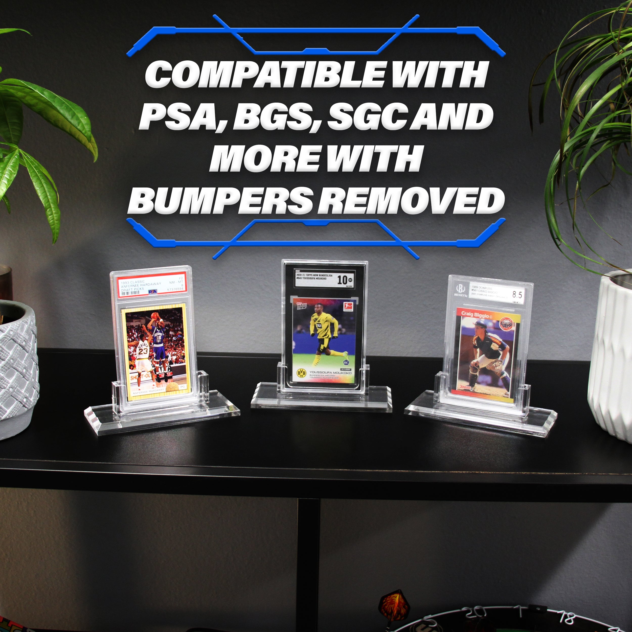 Professional Graded Card Display Stands - 3 Pack PSA/BGS/SGC/CGC Compatible Card Holder with Base - Perfect for Sports Card Collectors & Trading Card Game (TCG) Displays