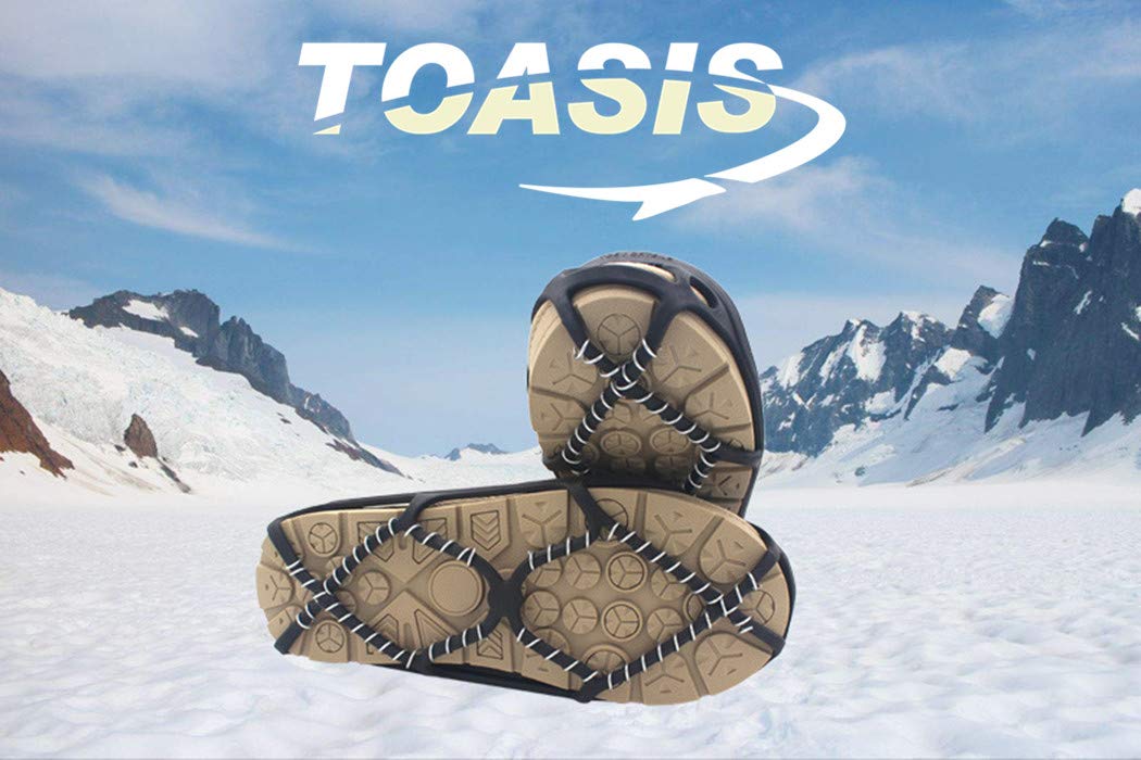 Toasis Ice Grips Snow Traction Cleats - Anti-Slip Crampons for Walking, Jogging & Hiking on Ice & Snow - Perfect for Winter Outdoor Activities & Safety