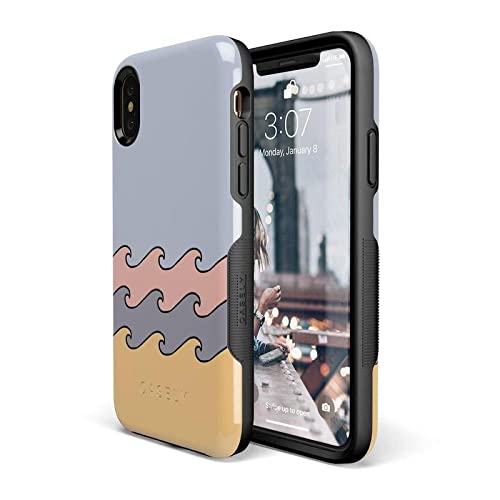 Casely iPhone X/XS Case - High Tide Layered Ocean Waves Protective Phone Cover | Slim Shockproof Design for Daily Use, Travel & Outdoor Activities