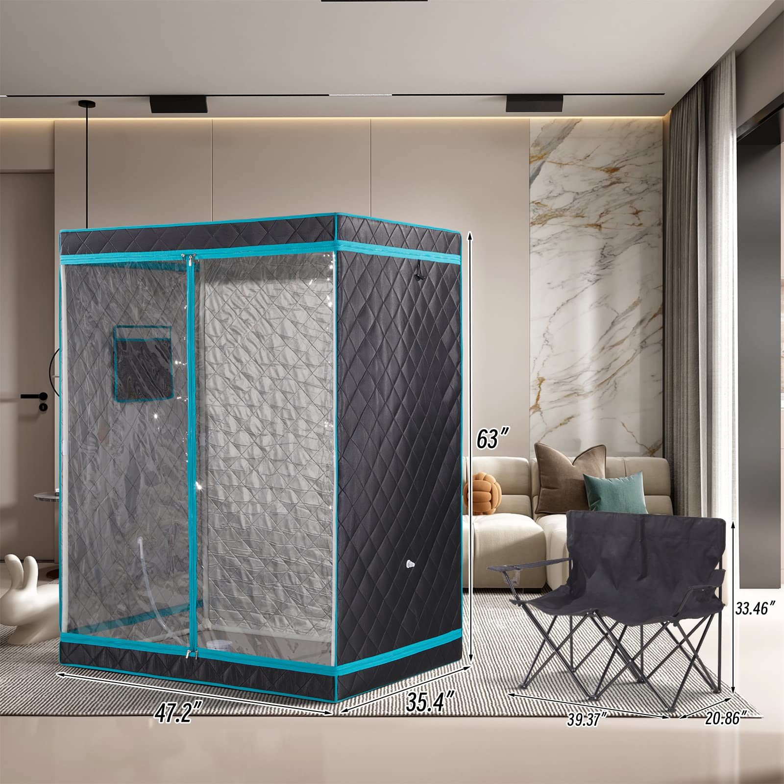 Portable 2 Person Full Size Sauna Tent for Home - Foldable Lightweight Steam Sauna for Relaxation & Detox (Steamer Not Included) - Perfect for Couples Spa Night, Home Wellness Retreat & Stress Relief