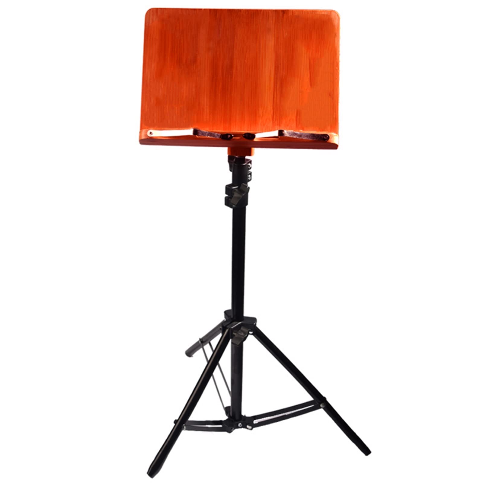 Miwayer Adjustable Bamboo Music Stand - Foldable & Portable with Wide Wooden Bookplate - Perfect for Orchestra, Band Practice & Home Music Studio (Triangle Steel Bracket)