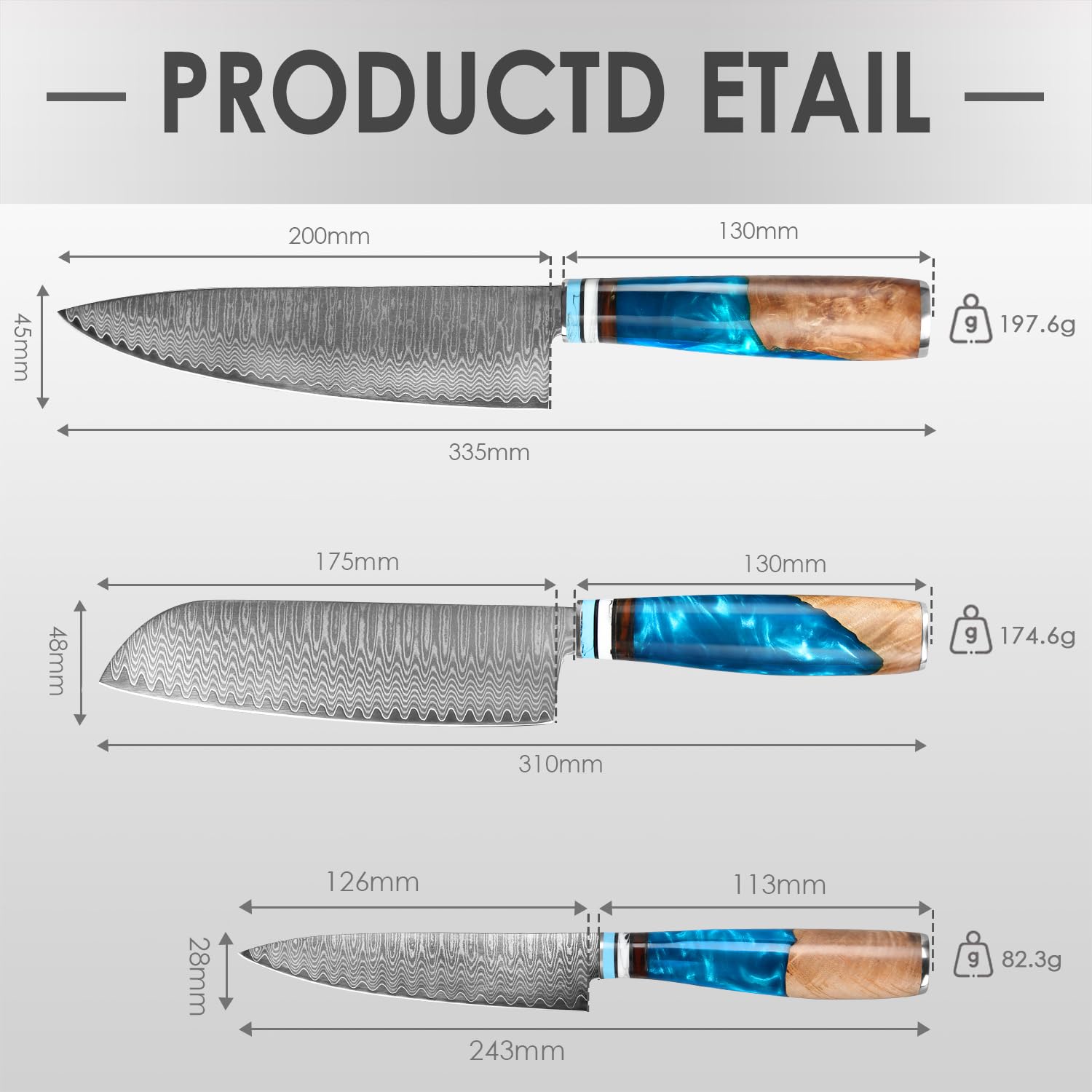 Premium 3-Piece Japanese Damascus Steel Chef Knife Set - VG10 Santoku, Chef & Paring Knives with Gift Box - Perfect for Professional Cooking, Home Kitchens & Gourmet Gifts