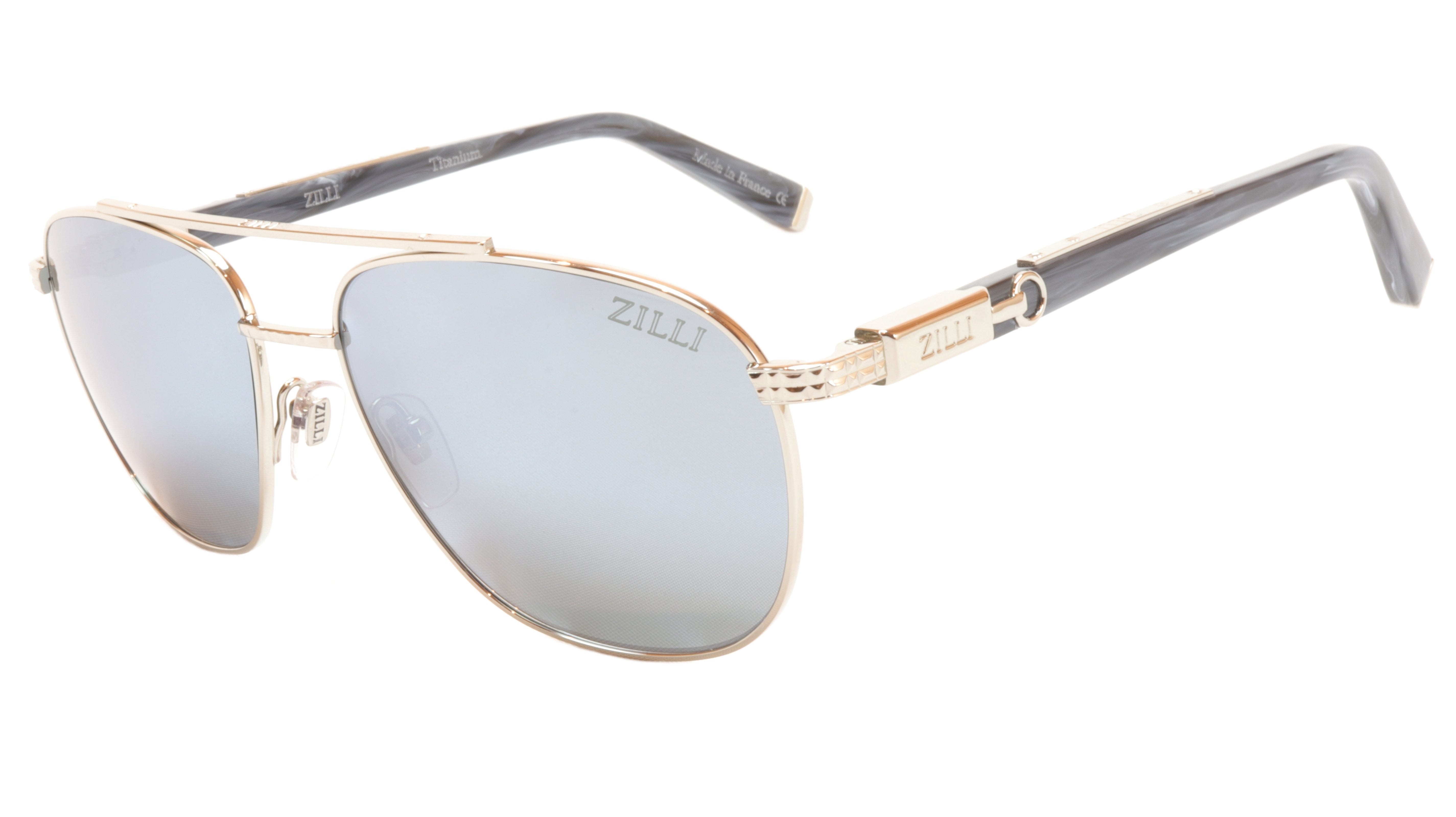 ZILLI Titanium Acetate Polarized Sunglasses - Bright Silver Frame ZI 65020 C07 | Luxury French Designer Shades for Driving & Outdoor Activities