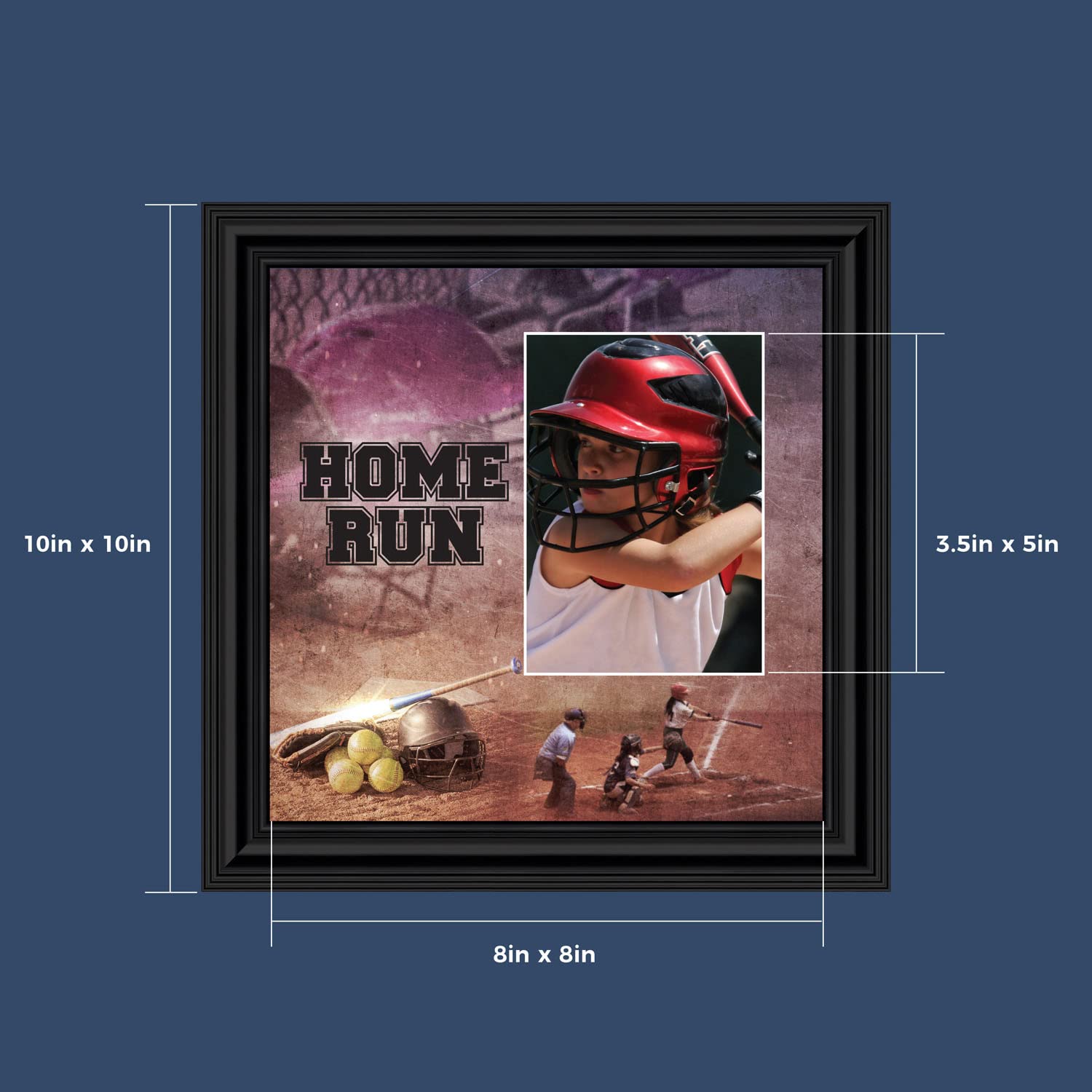 Home Run Softball Picture Frame 6365B - Perfect for Displaying Sports Memories in Bedroom, Office, or Man Cave