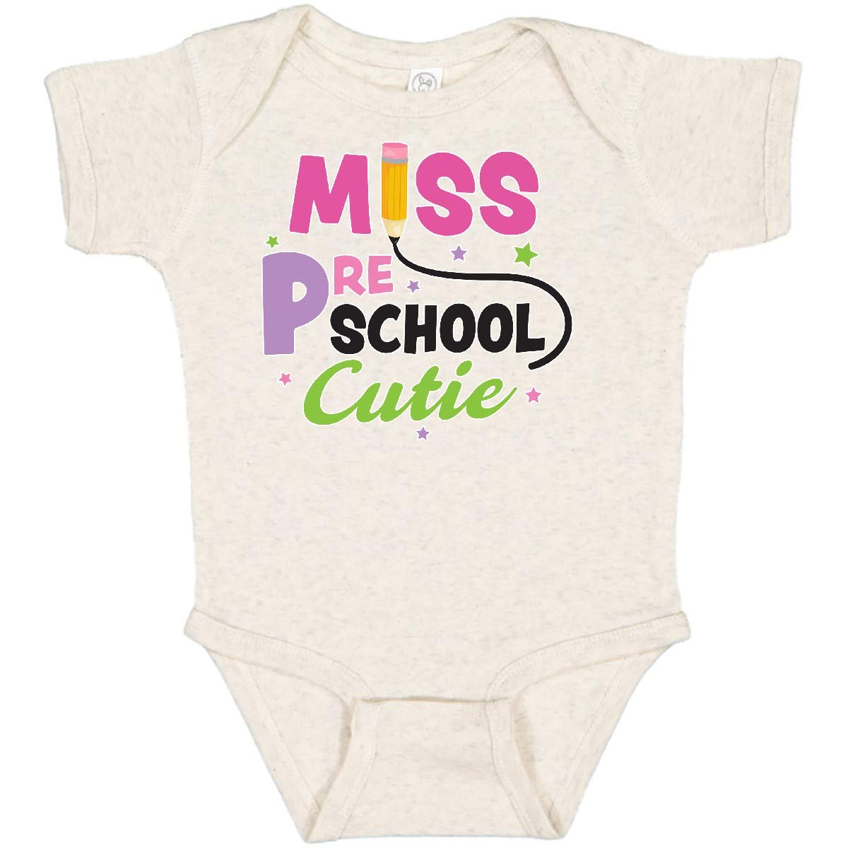 Inktastic Miss Preschool Bodysuit - Cute Pencil & Stars Design for Baby Gifts