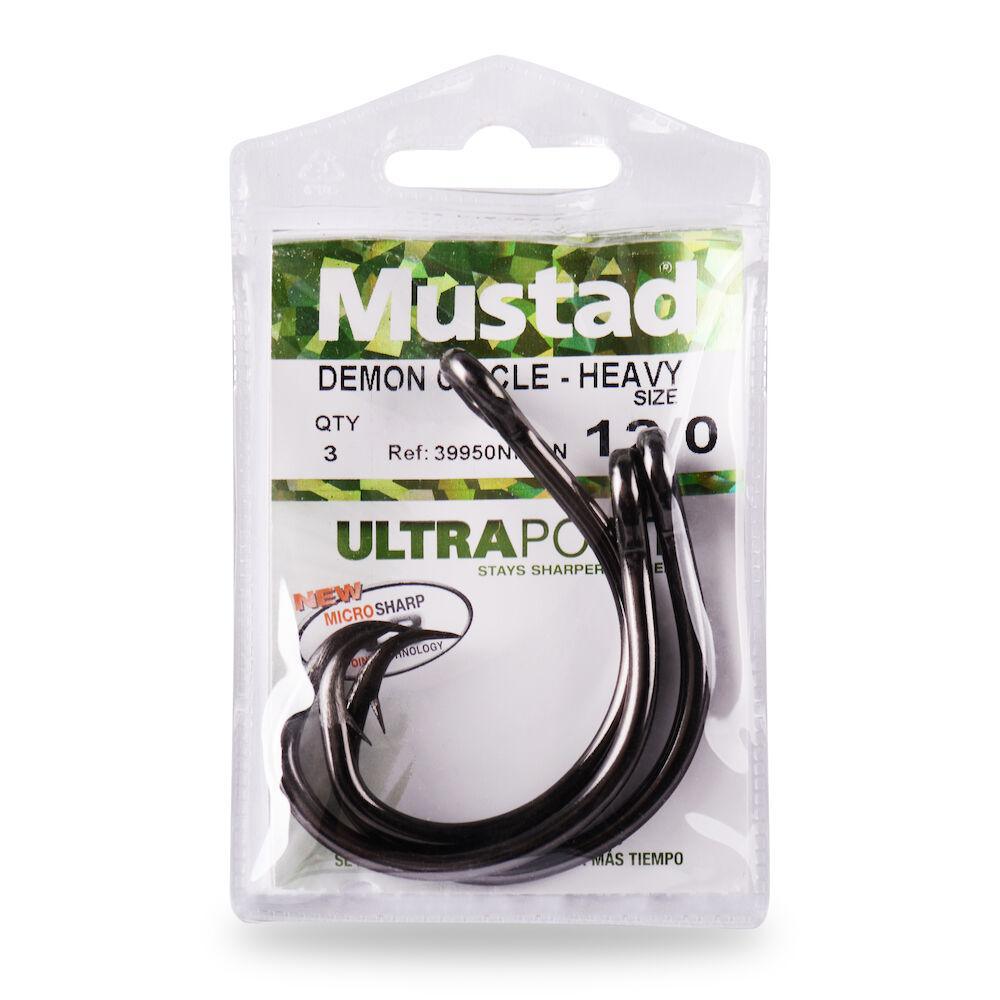 Mustad Demon Perfect Circle Inline 3X Fishing Hooks - Black Nickel Finish for Saltwater & Freshwater Fishing - Ideal for Bass, Trout, and Walleye Angling