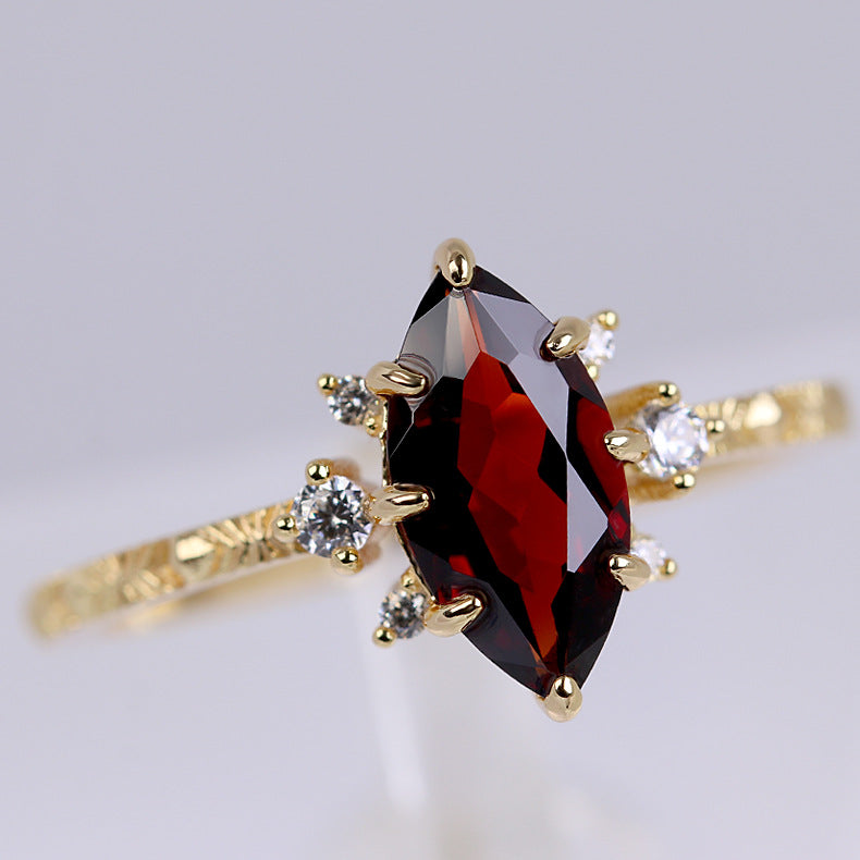 Natural Marquise Ruby July Birthstone Ring for Women - 925 Sterling Silver Engagement & Anniversary Gift | TB1575 | Perfect for Weddings, Parties & Special Occasions