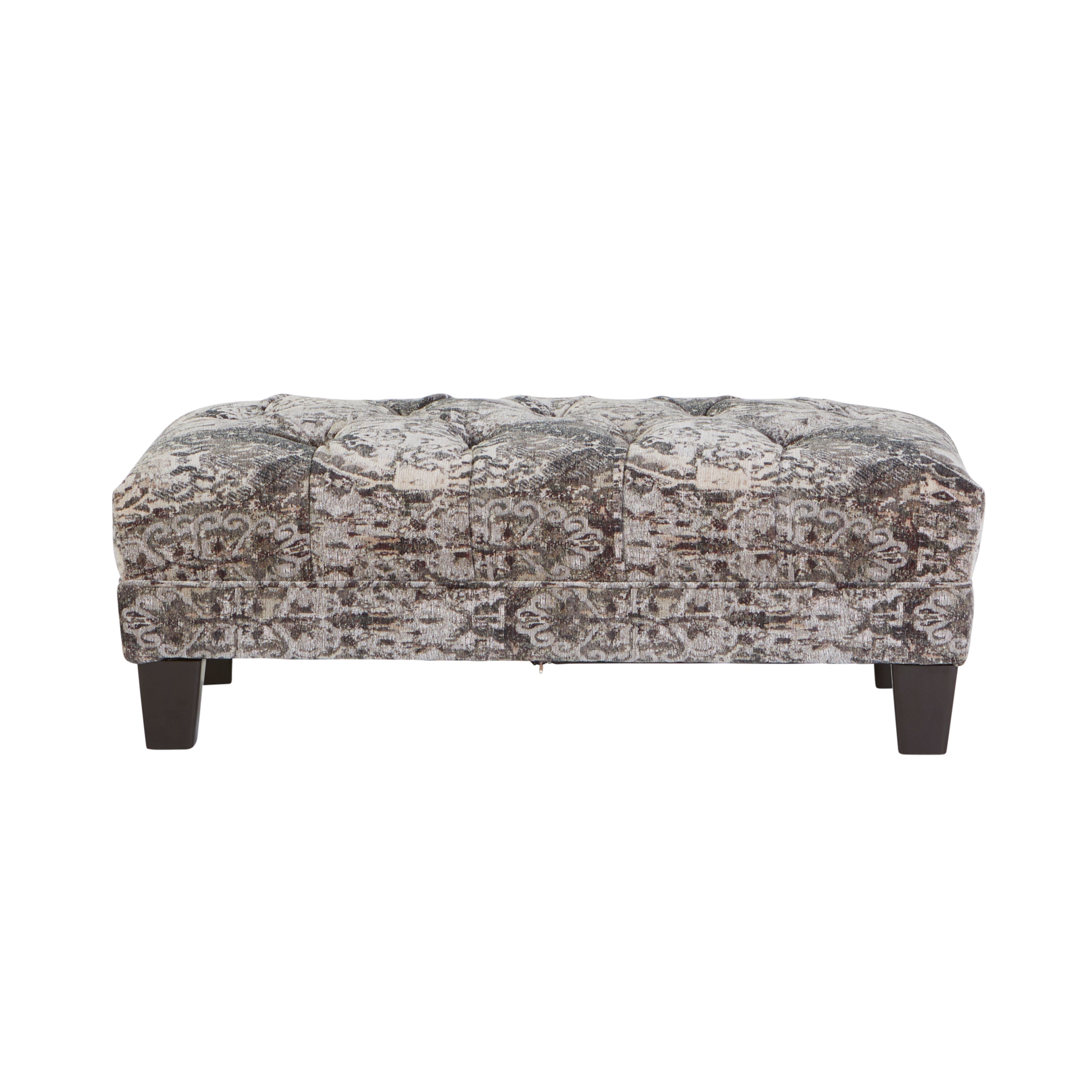 Roundhill Furniture Berliton Fabric Tufted Oversized Ottoman in Turkish Charcoal - Large Storage Footstool, Living Room Pouf, Bedroom Bench - Perfect for Home Decor, Lounge & Relaxation