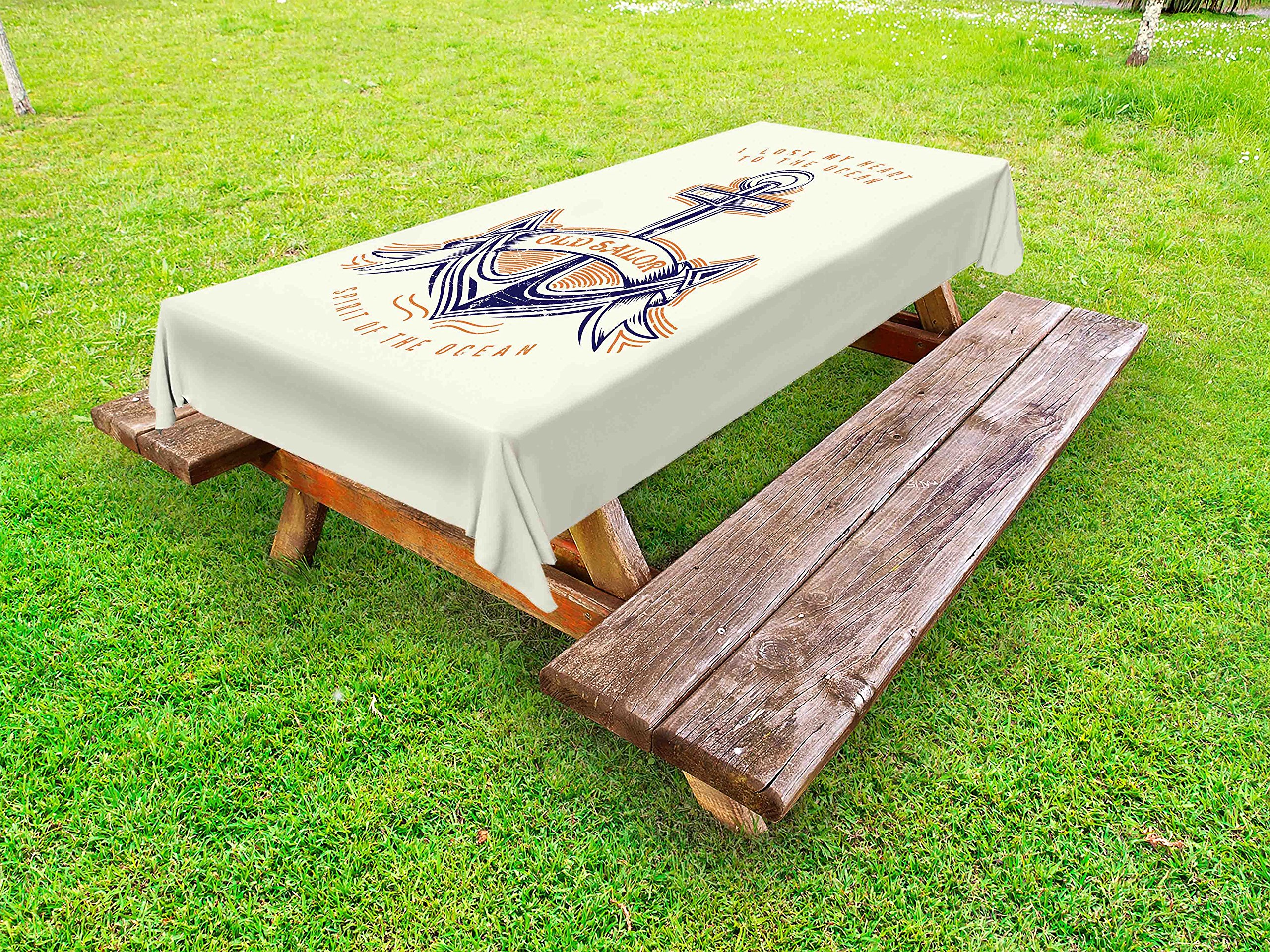 Vintage Style Anchor Print Outdoor Tablecloth - Washable Picnic Table Cover 58