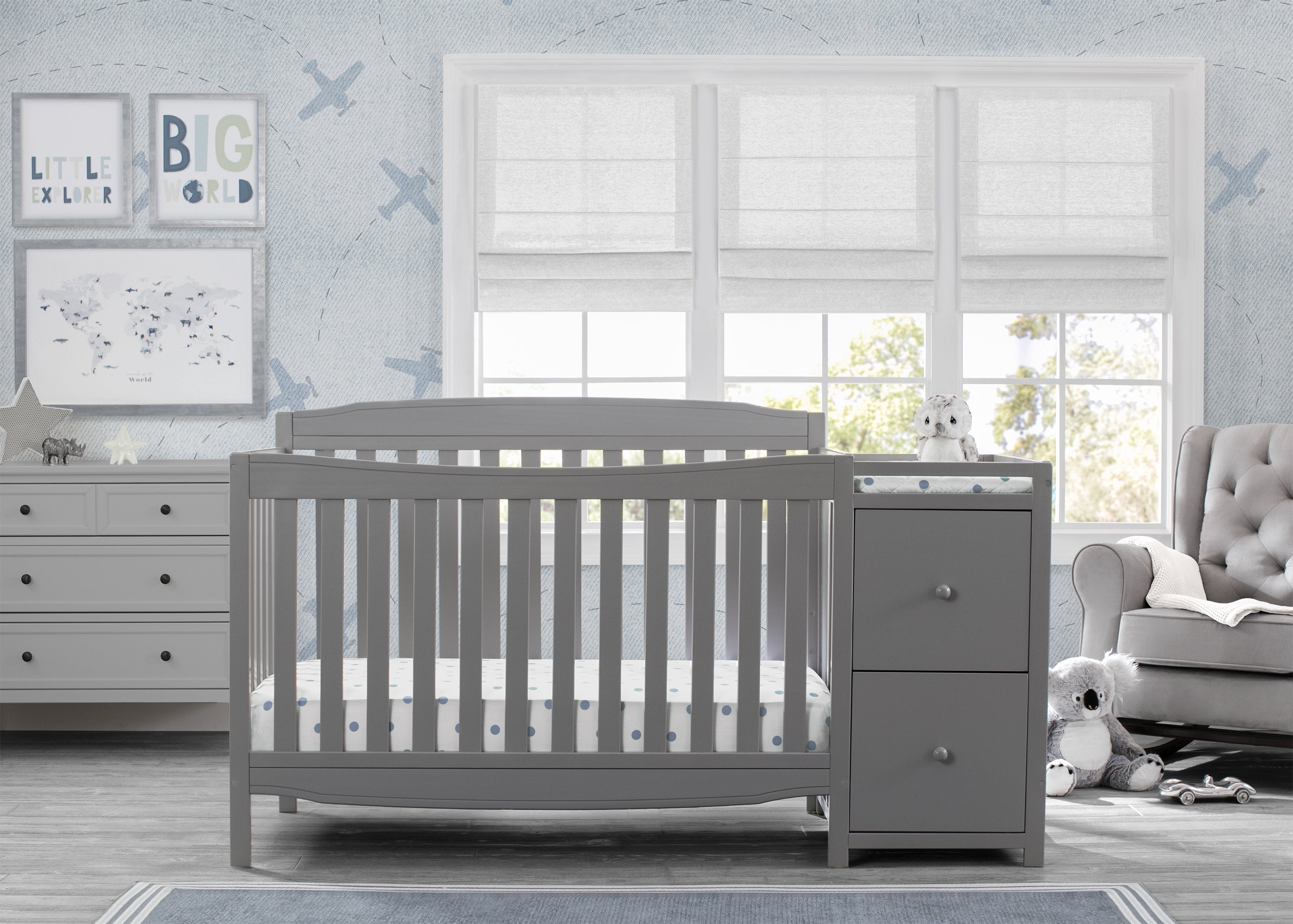 6-in-1 Convertible Mason Crib with Changer - Baby Nursery Essentials for Newborn to Toddler | Perfect for Small Spaces & Modern Nurseries
