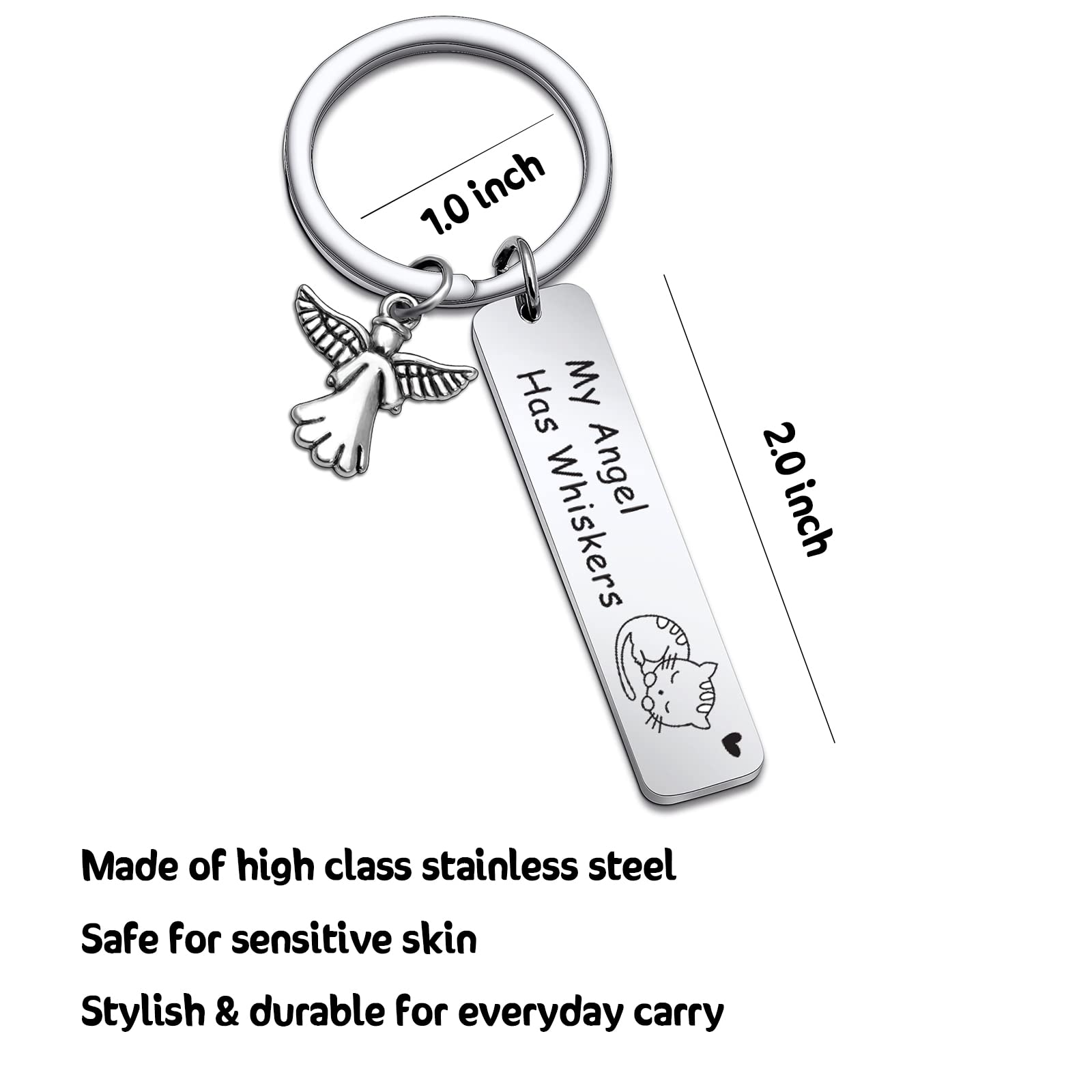 RSZOTW Cat Memorial Keychain - In Memory of Cat Jewelry, Sympathy Gift for Loss of Pet, Remembrance Keepsake for Cat Lovers | Perfect for Pet Memorials, Condolence Gifts & Healing After Losing a Feline Friend