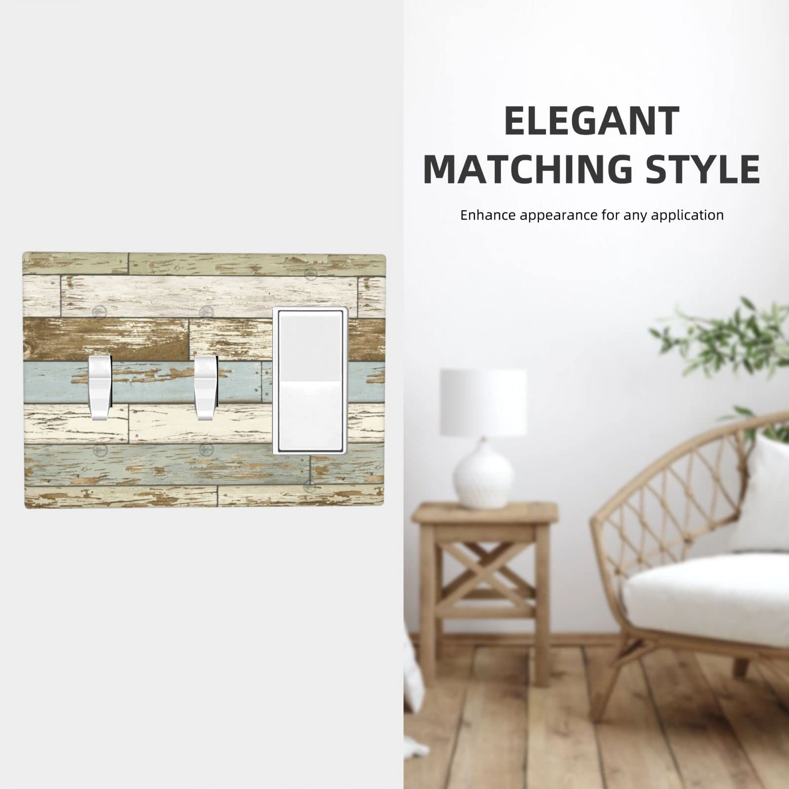 Farmhouse Style 3 Gang Wall Plate with 2 Toggle & 1 Rocker Switch - Standard Size 4.5