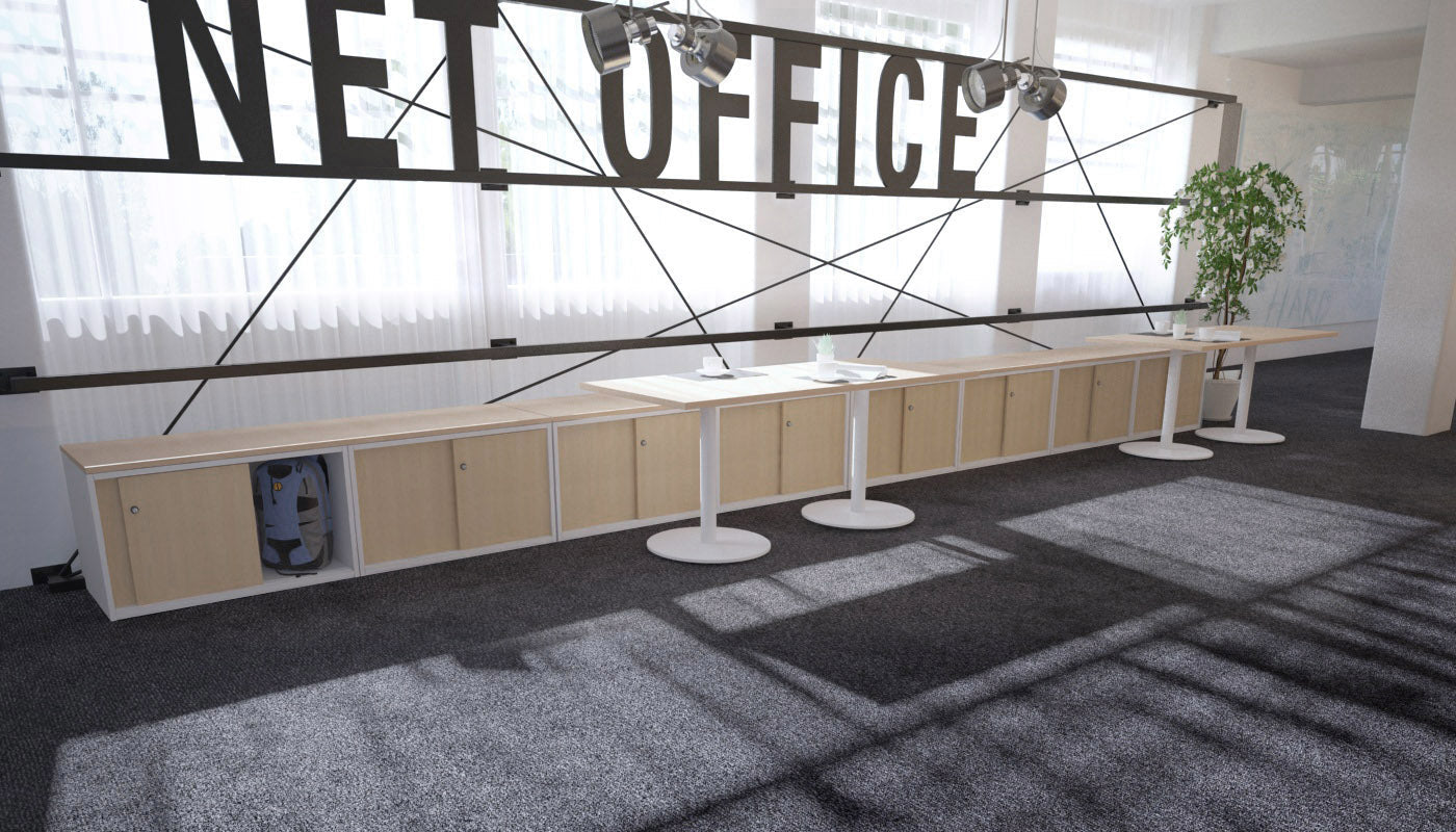 Low Profile 2-Door Sliding Credenza Cabinet - Modern Uniform Design for Living Room, Bedroom, or Office Storage