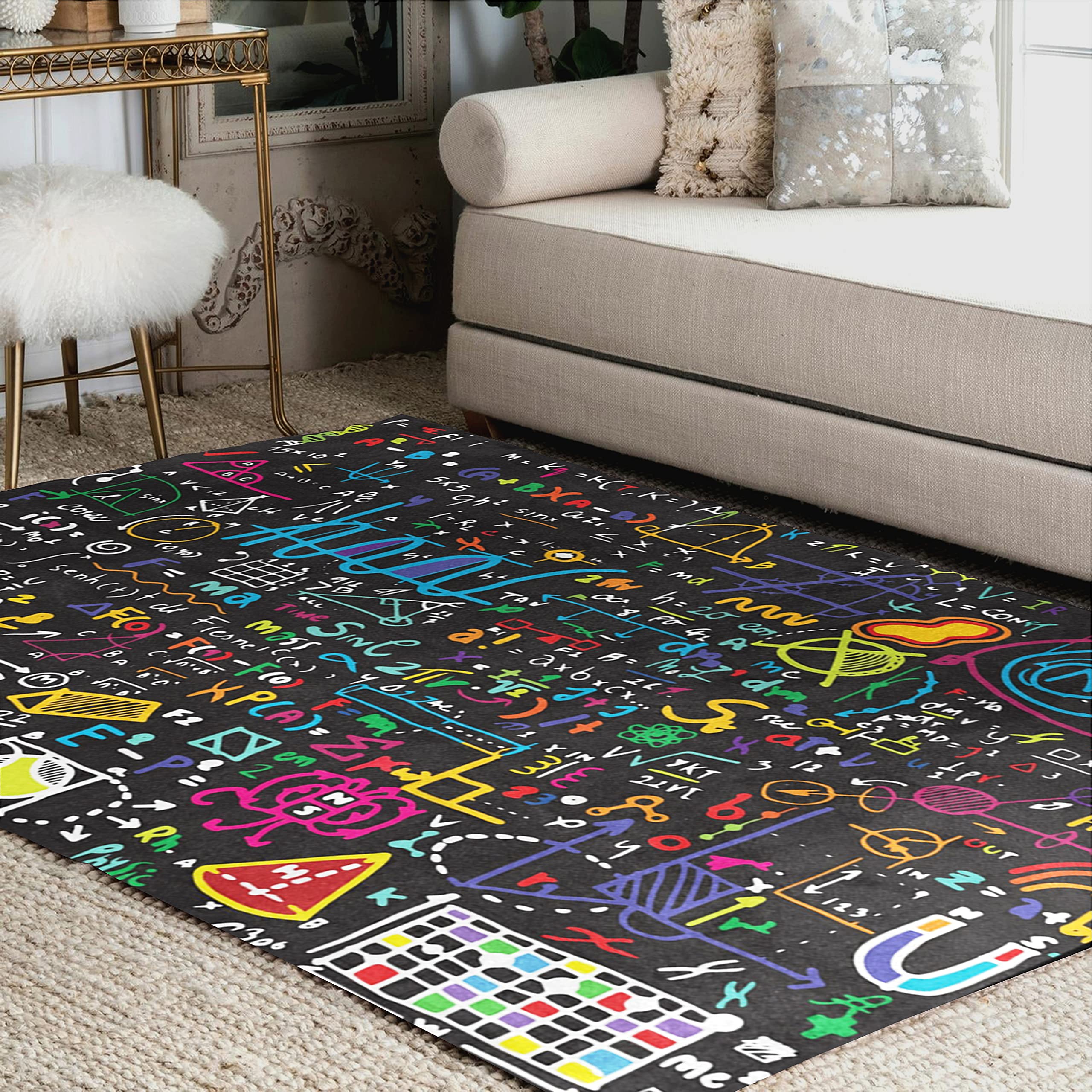 ALAZA Educational Math & Science Area Rug for Kids - 5'3