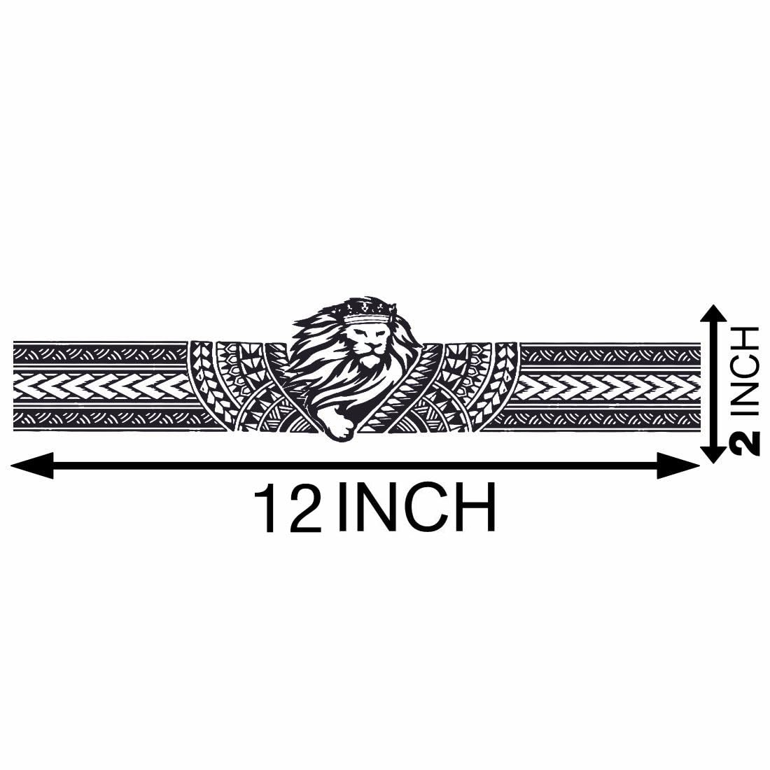 Lion Striped Design Temporary Tattoo - Waterproof Fake Tattoo for Men & Women - Arm & Hand Band Tattoo for Parties, Halloween & Costume Events