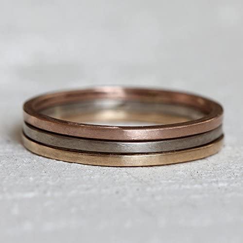 14K Solid Gold Stacking Rings Set - Yellow, Rose & White Gold Mix & Match for Layering & Everyday Wear | Perfect for Gifts, Anniversaries & Special Occasions