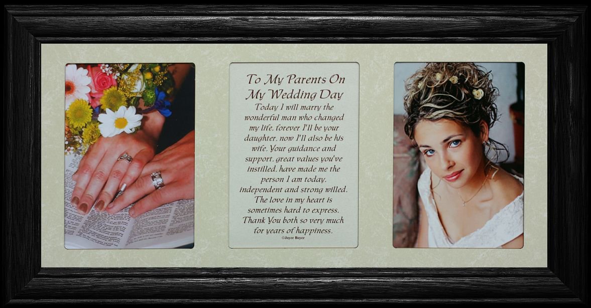 7x15 Wedding Day Poem & Photo Frame Gift for Bride's Parents - Elegant Black Keepsake for Wedding Ceremony & Anniversary Celebrations