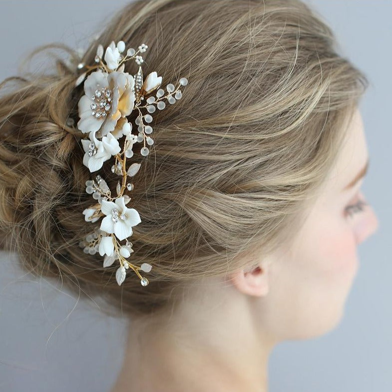 Elegant Bridal Gold Hair Comb & Pin Set (S8190) – Perfect for Weddings, Prom, and Special Occasions – Wholesale Bulk Orders Available