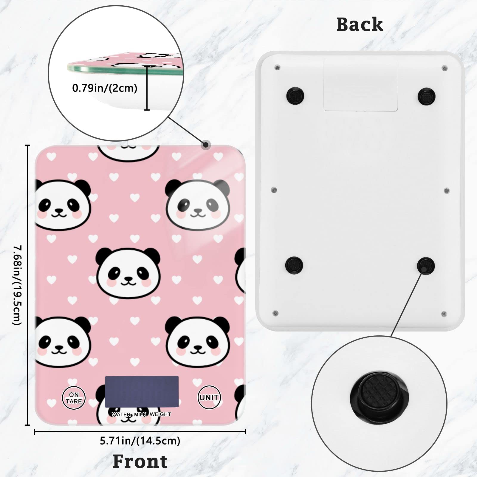 Panda Pink Digital Kitchen Scale - Waterproof Food Scale with Ounces & Grams for Cooking, Baking, Weight Loss | Perfect for Meal Prep, Portion Control & Healthy Eating