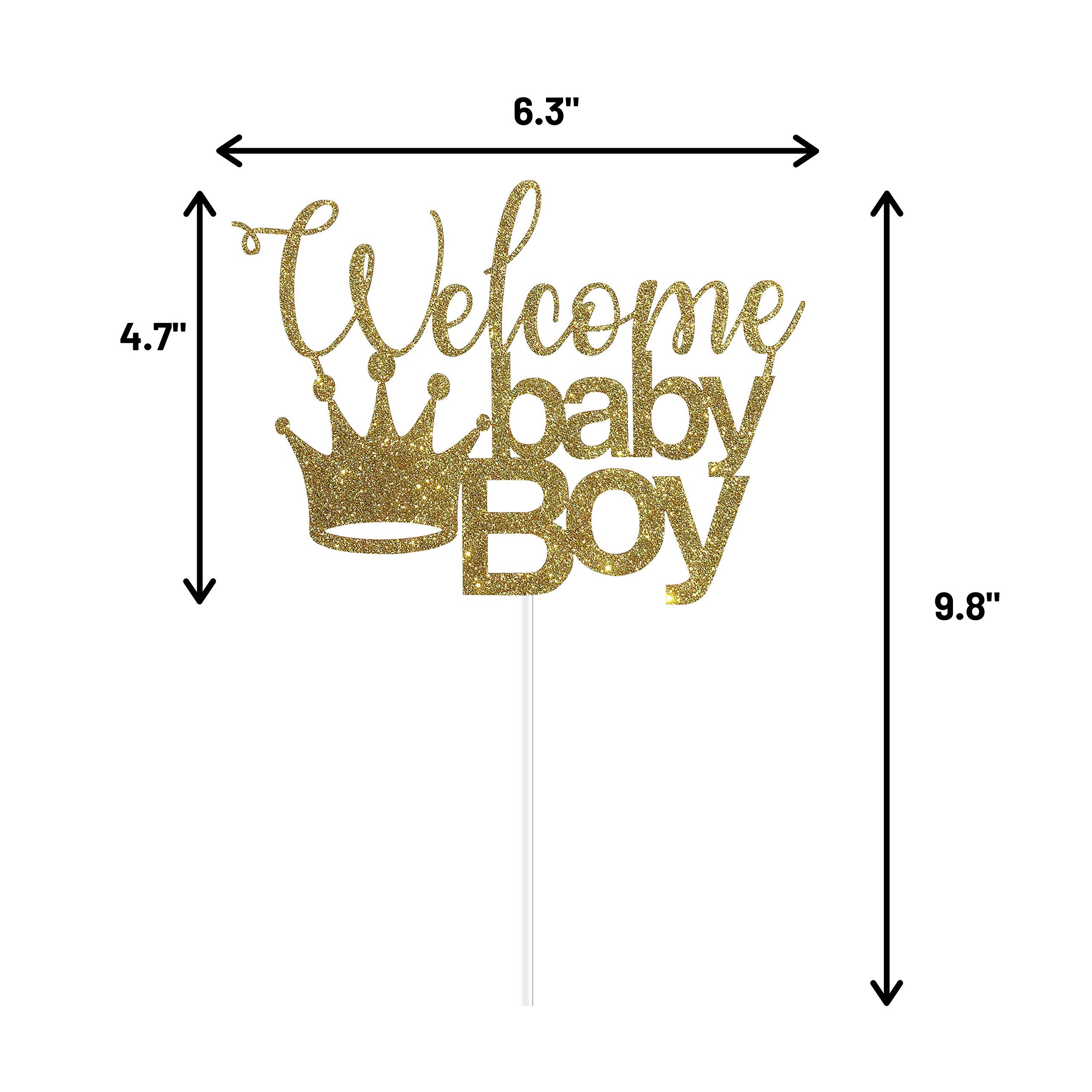 Premium Gold Glitter Crown Cake Topper for Baby Boy - Elegant Baby Shower Party Decorations | Perfect for Newborn Celebrations, Gender Reveals, and First Birthday Cakes