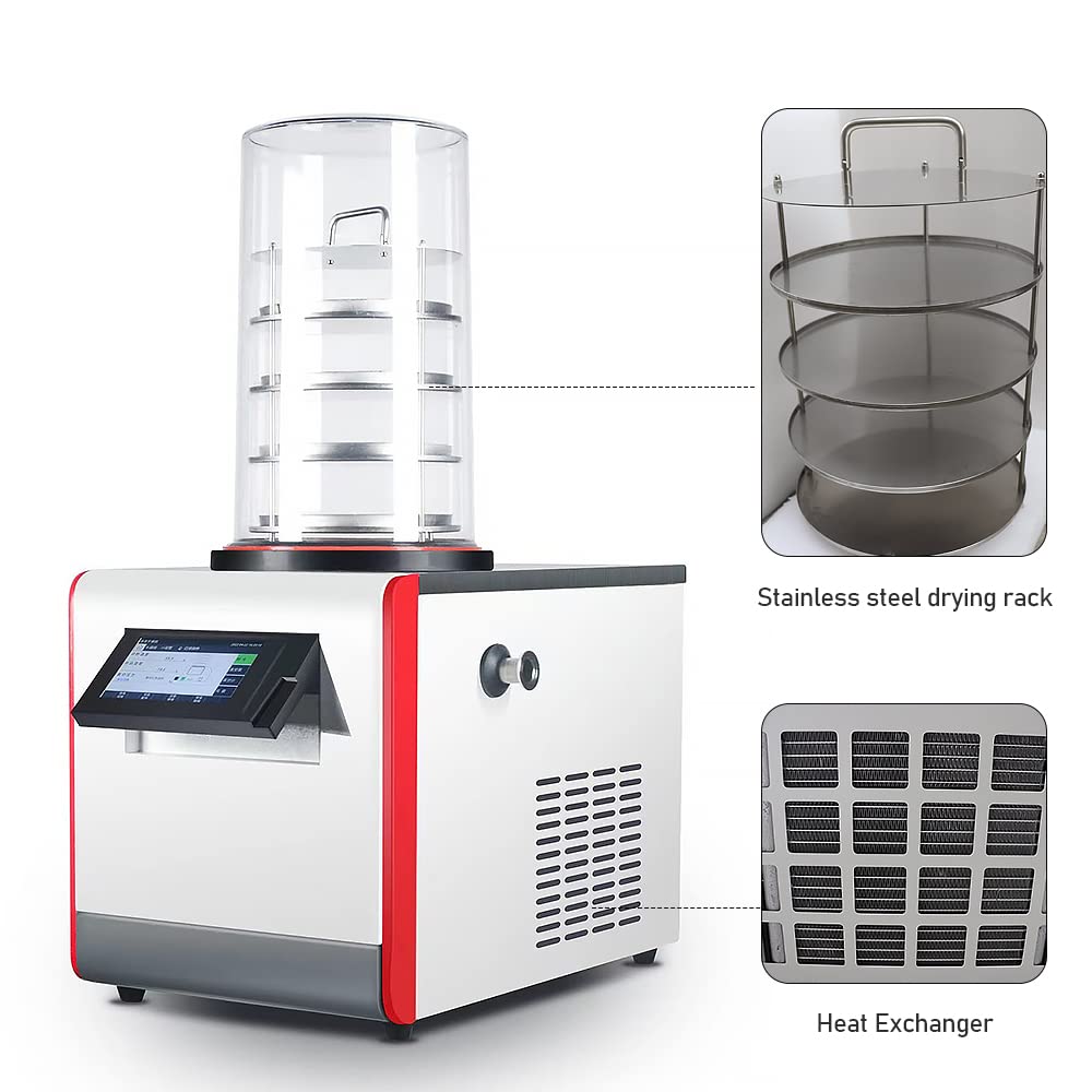 HNZXIB 0.12㎡ -60℃ Vacuum Freeze Dryer with Rotary Vane Pump | Compact Desktop Lyophilizer for Home & Lab Use | Perfect for Food Preservation, Pharmaceuticals & Biological Samples (110V)