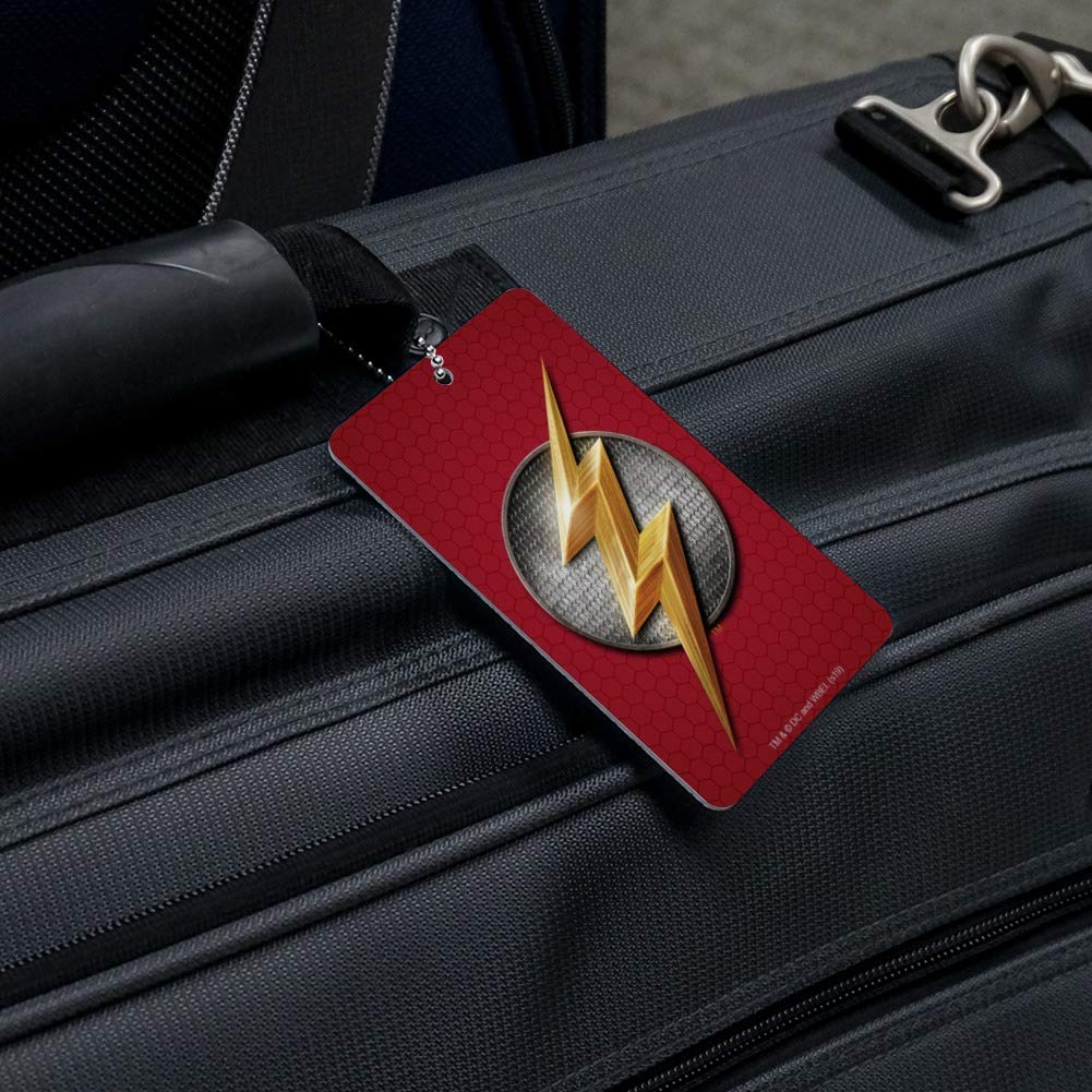 Justice League Movie Flash Logo Luggage Tag - Durable Suitcase ID Tag for Travel, Carry-On Bags & Backpacks - Perfect for Superhero Fans & Comic Conventions