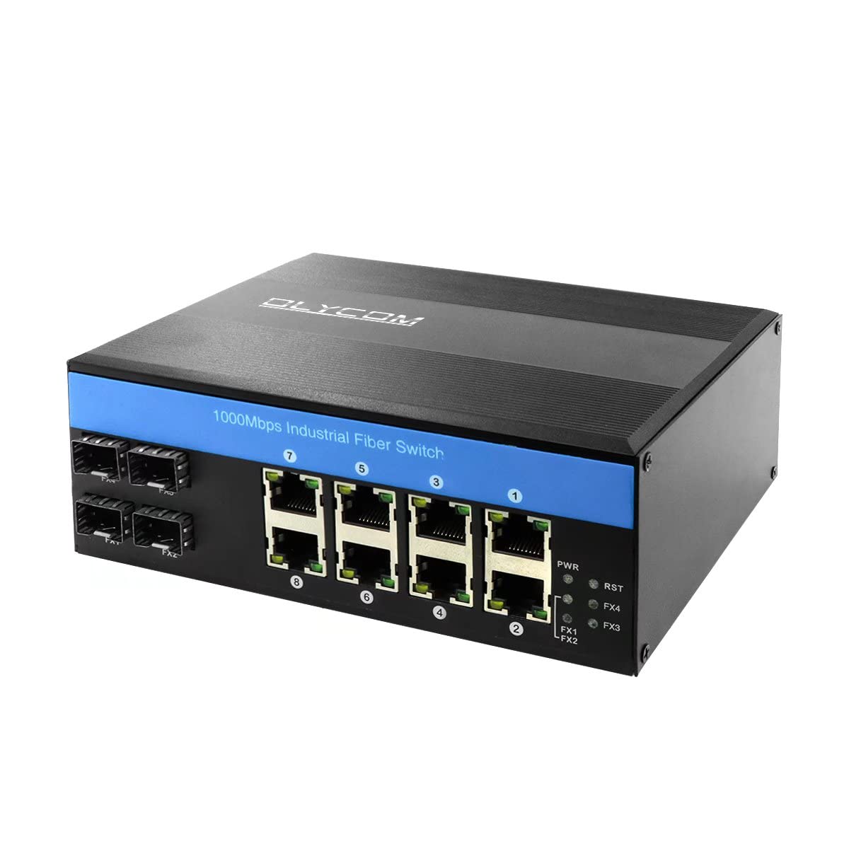 12-Port Industrial Gigabit Ethernet Switch with 8 PoE+ Ports & 4 SFP Slots | 240W DIN Rail Mount | IP40 Rated | Outdoor & Harsh Environment Use for Factory, Warehouse & Smart Building Applications