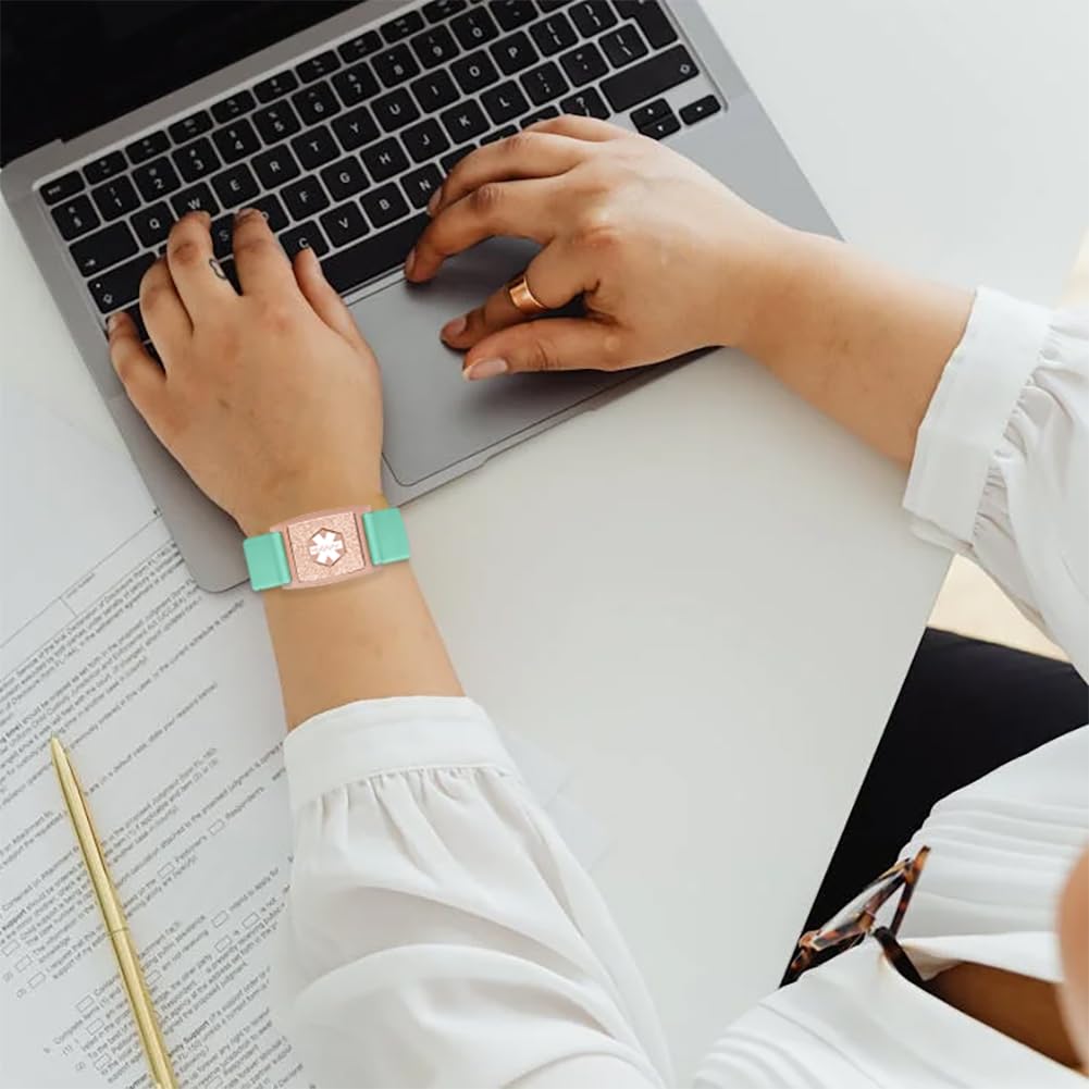 Personalized Rose Gold Medical Alert ID Bracelet for Women - Adjustable 6