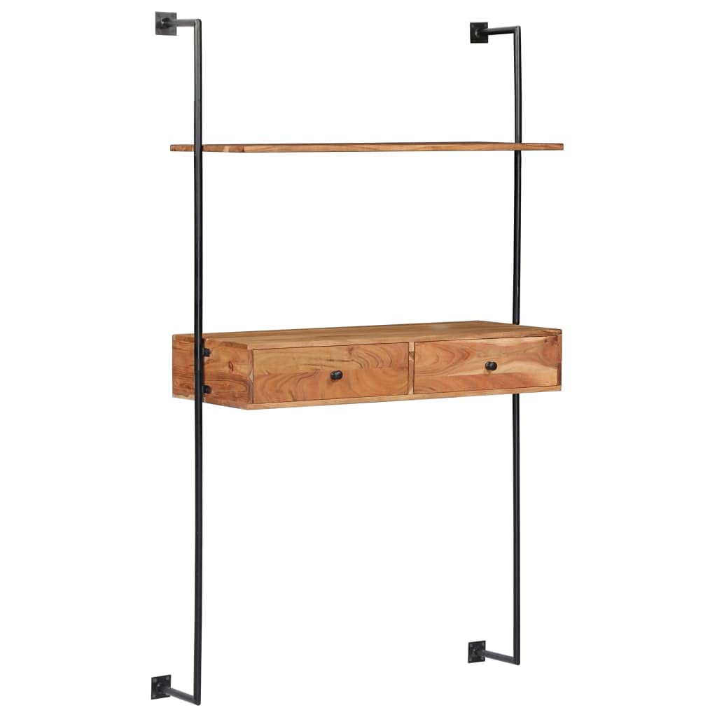 Industrial Wall Mounted Desk with 2 Drawers & Storage Shelf - 35.4