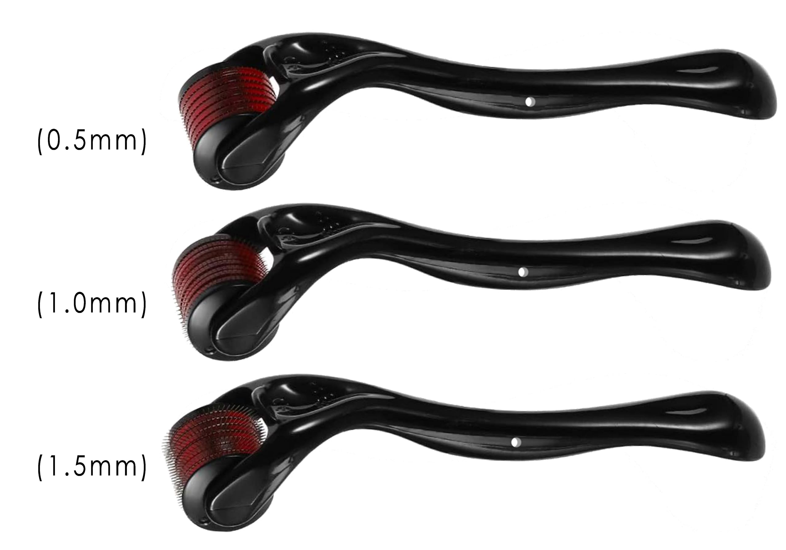 Styllent 3 Pack Titanium Microneedle Derma Roller Set (0.5mm, 1.0mm, 1.5mm) - Professional Skin Care Tool for Wrinkles, Hair Loss, Stretch Marks & Hair Regrowth - Black | At-Home Facial Treatment & Beauty Routine Essential