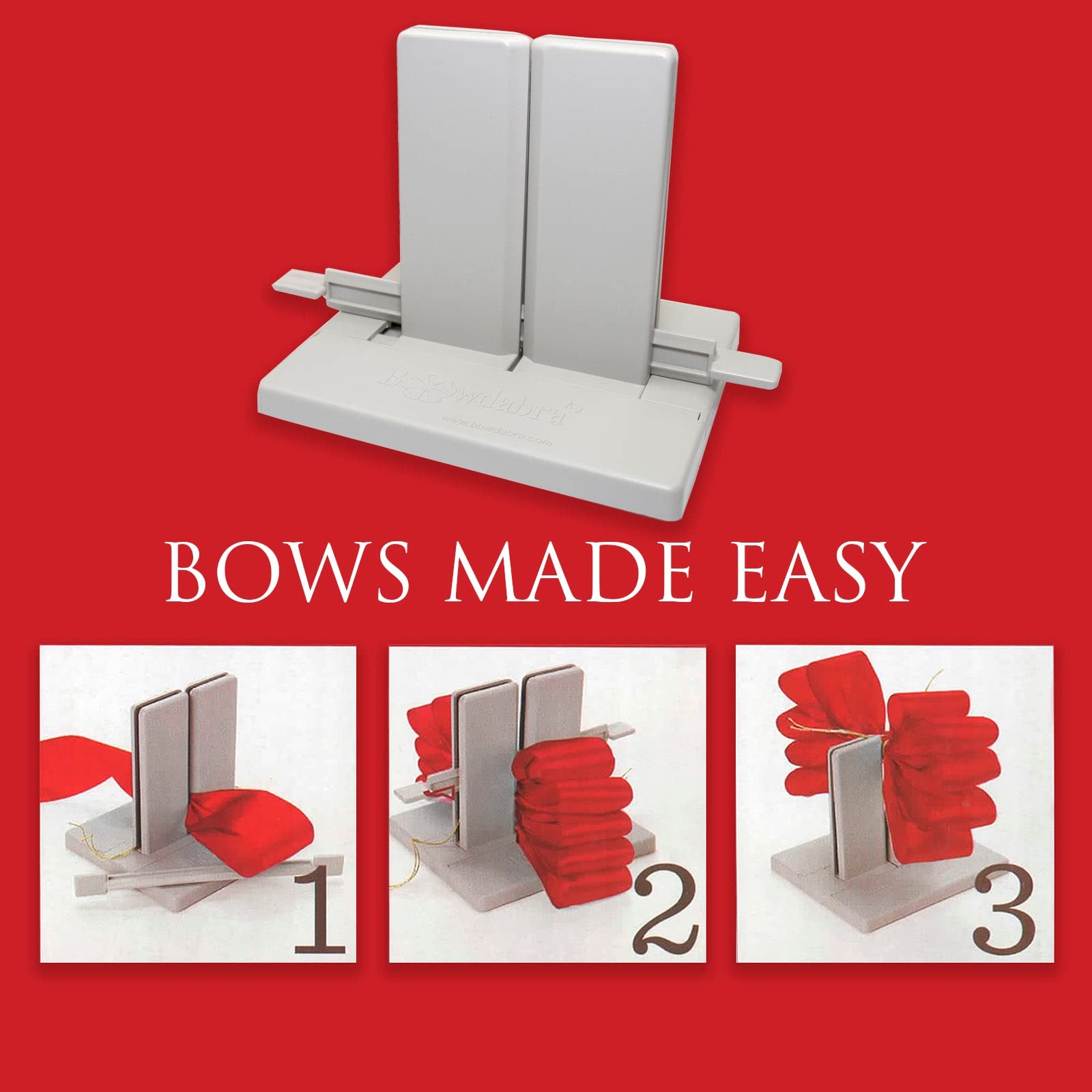 Morex x Bowdabra Bow and Favor Maker - Premium Grey Ribbon Crafting Tool for Gift Wrapping, DIY Projects & Party Decorations