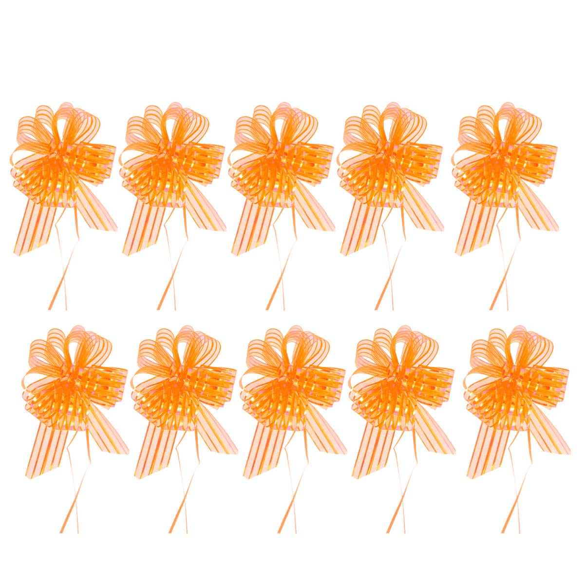 Orange Pull Bows - 10 Pcs Gift Wrapping Ribbons for Wedding & Present Baskets Decor