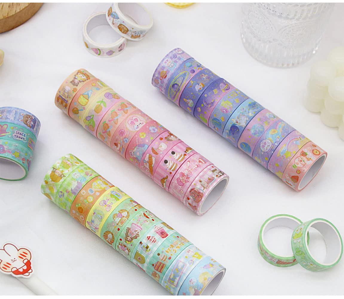 MAFELOE 60 Rolls Washi Tape Set - 2 Meters Long Decorative Adhesive Tape for Scrapbooking, Journaling, Bullet Journals, DIY Crafts & Home Decor - Cute Pink Box Design