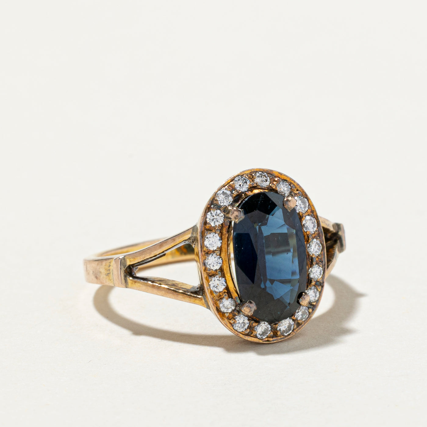 1.31ct Oval Cut Sapphire & Diamond Halo Engagement Ring | 0.20ctw White Gold Wedding Band | Size 6 | Perfect for Proposals, Anniversaries & Special Occasions