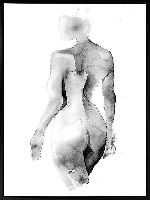 Flawless Female Charcoal Canvas Art Print - Elegant Black & White Wall Decor for Living Room, Bedroom & Office