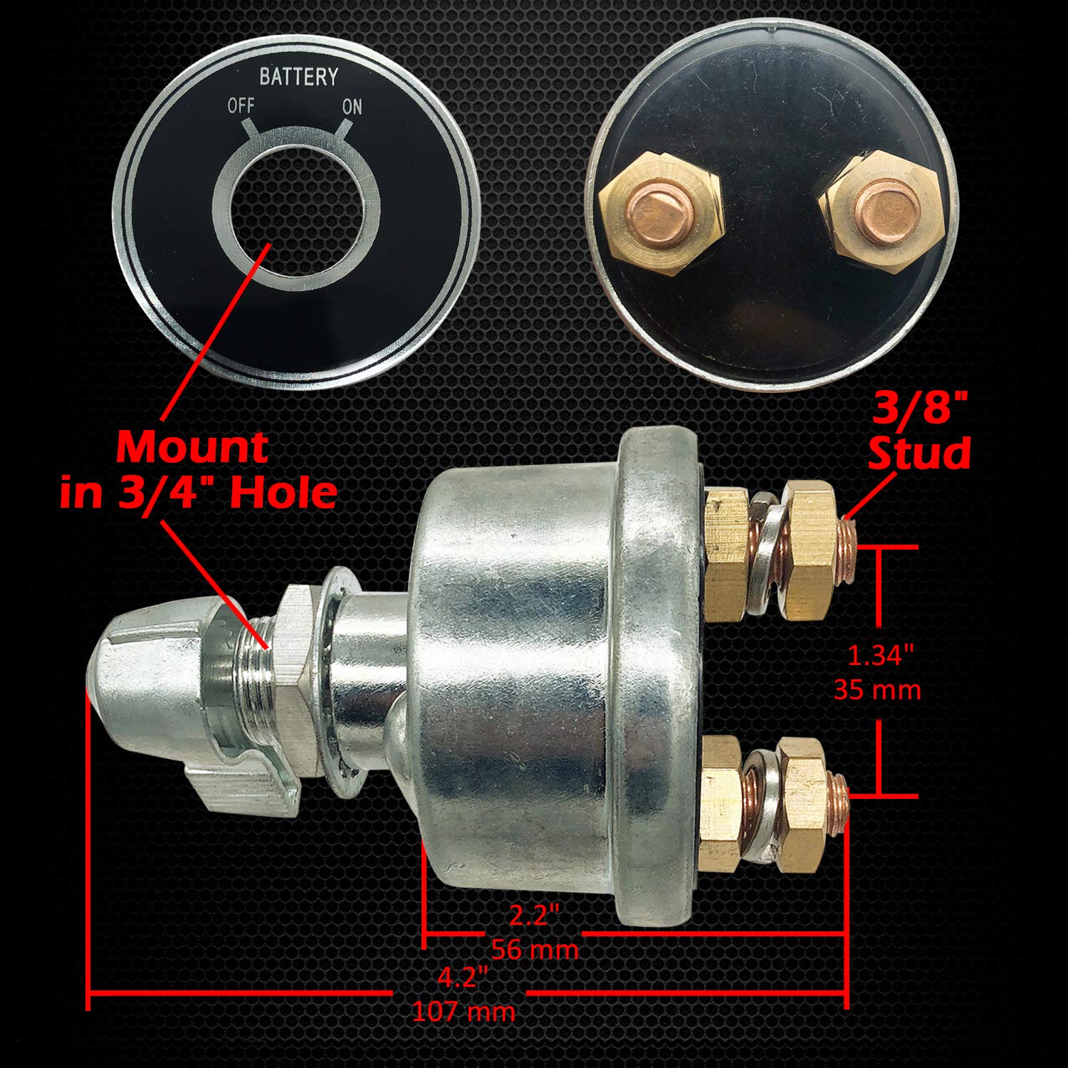 Ampper 12-24V Heavy Duty Battery Disconnect Switch - 200A On/Off Power Cut Isolator for Cars, Trucks, RVs & Boats | Perfect for Vehicle Storage, Maintenance & Emergency Shutoff