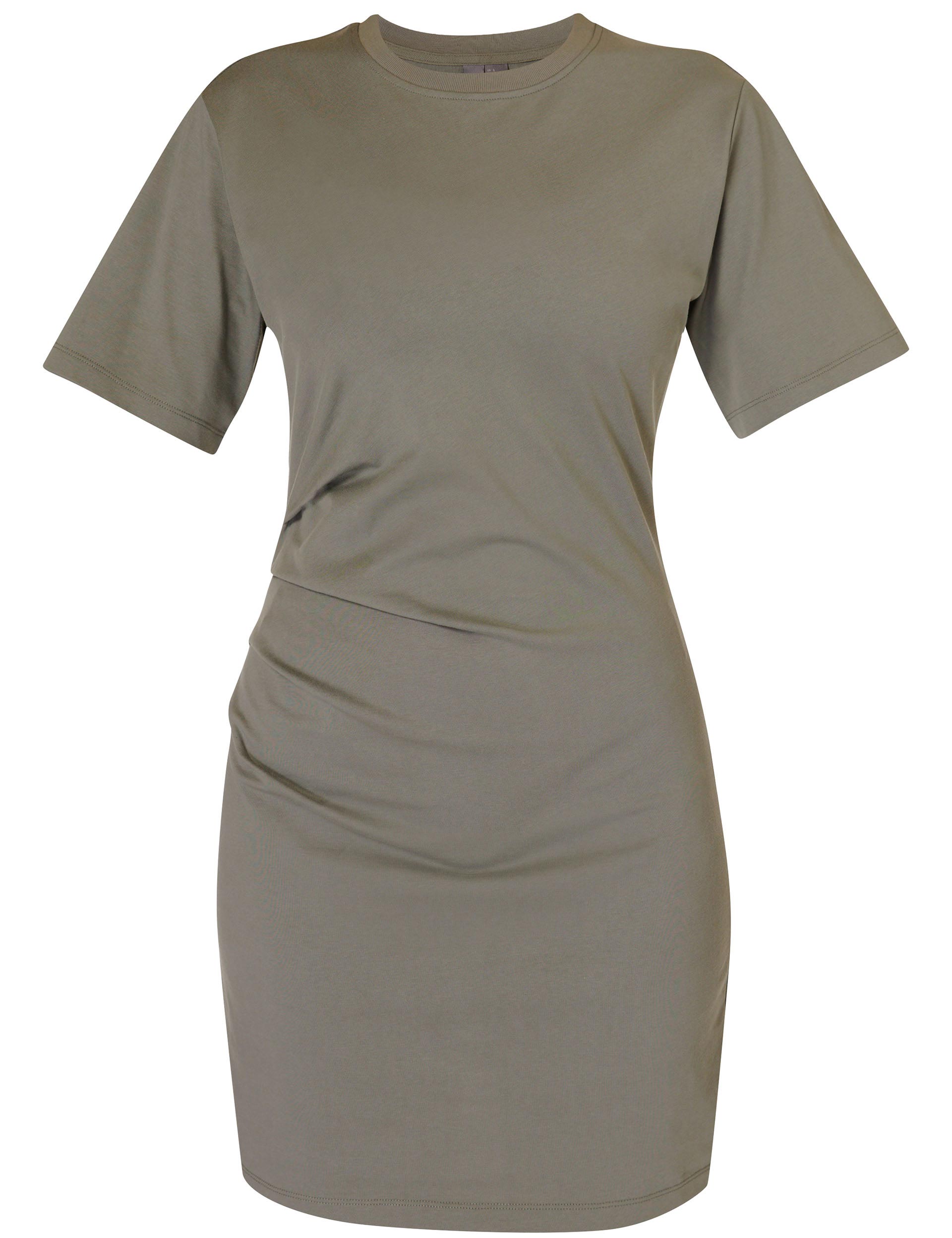Easy Ruched T-Shirt Dress in Umbra Green - Flattering Casual & Lounge Wear for Women