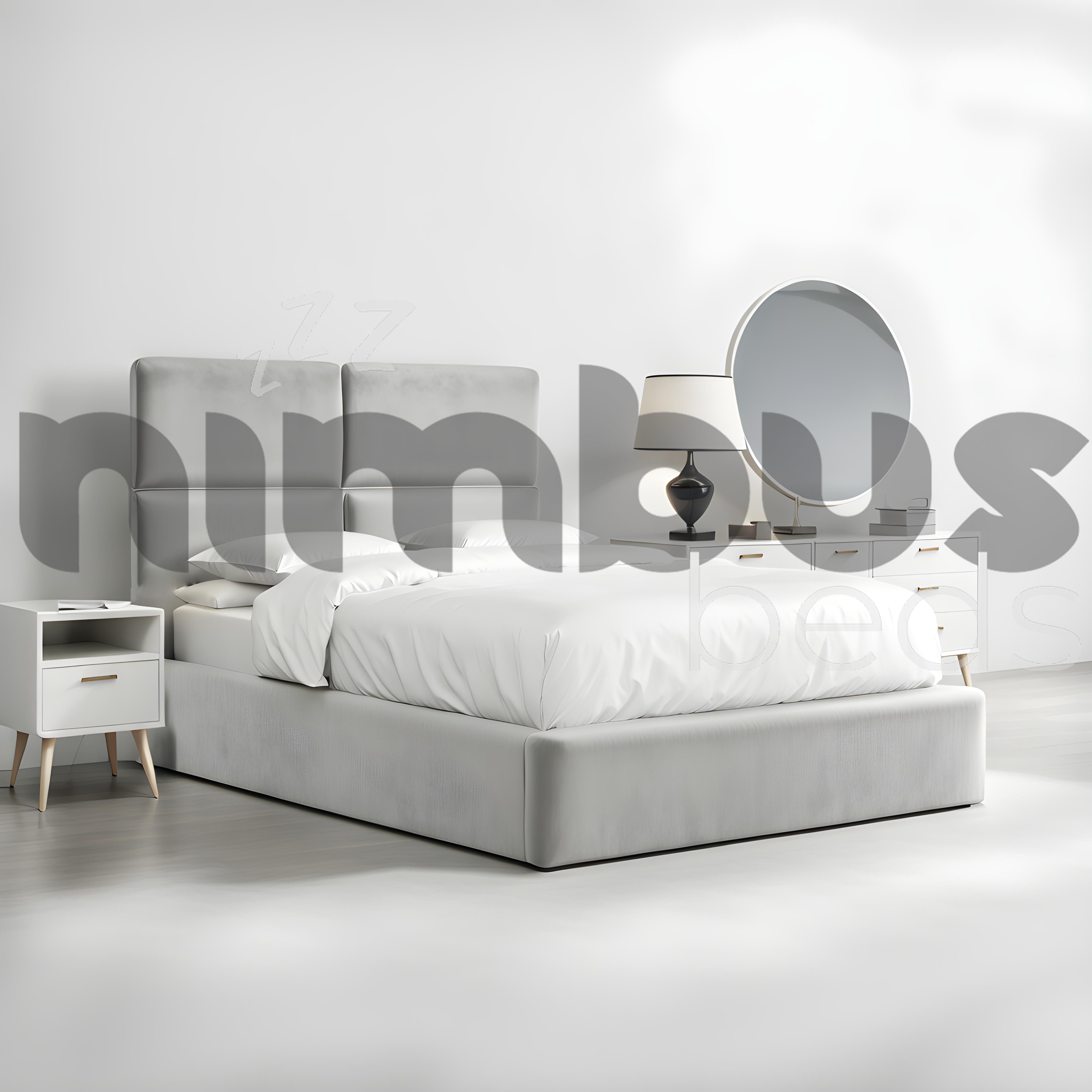 4-Panel Square Bed Frame - Queen Size, Sturdy Wooden Platform Bed with Headboard - Perfect for Modern Bedrooms, Guest Rooms & Dormitories