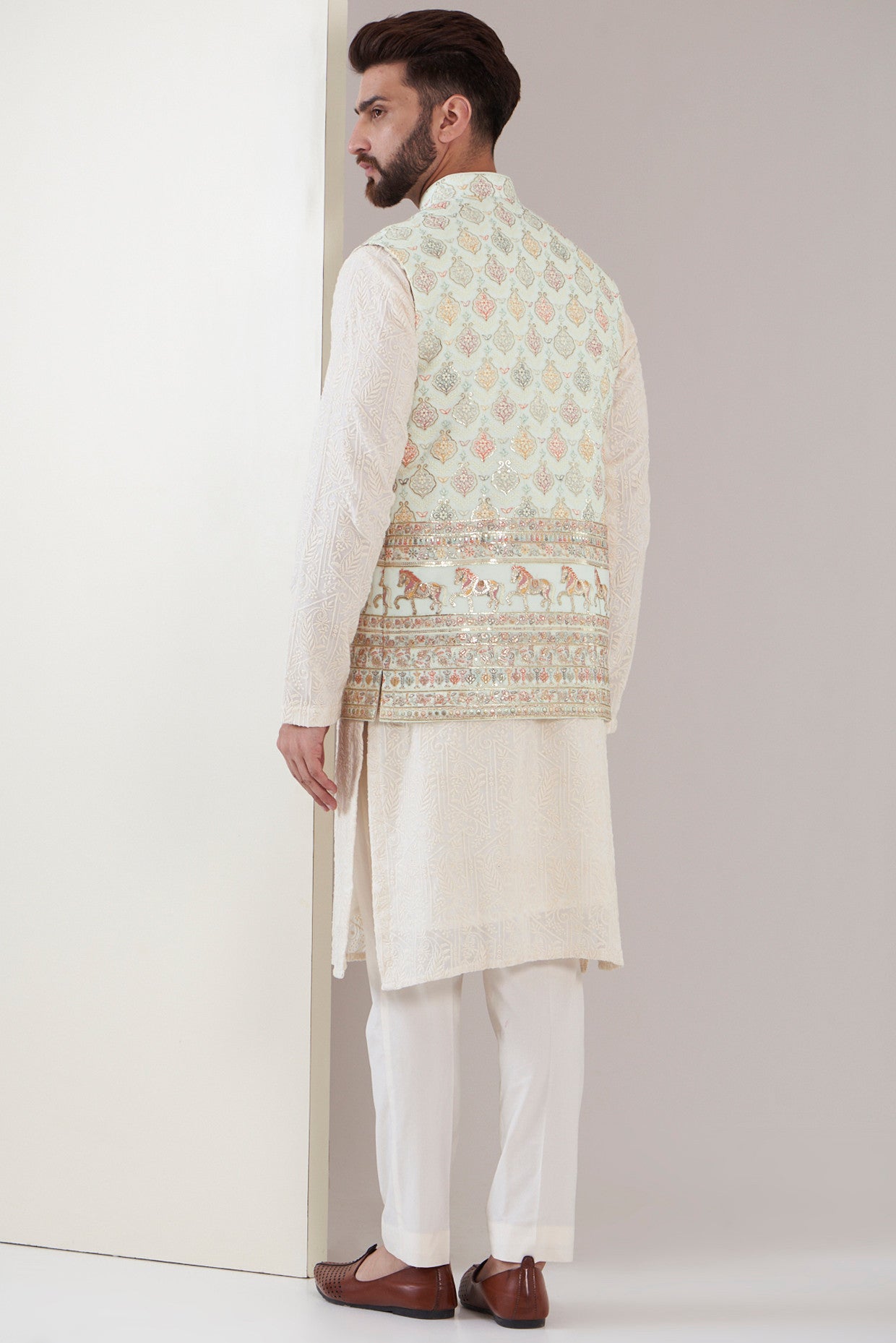 Elegant Powder Blue Nehru Jacket for Men - Stylish Indian Formal Wear - Perfect for Weddings, Parties & Cultural Events