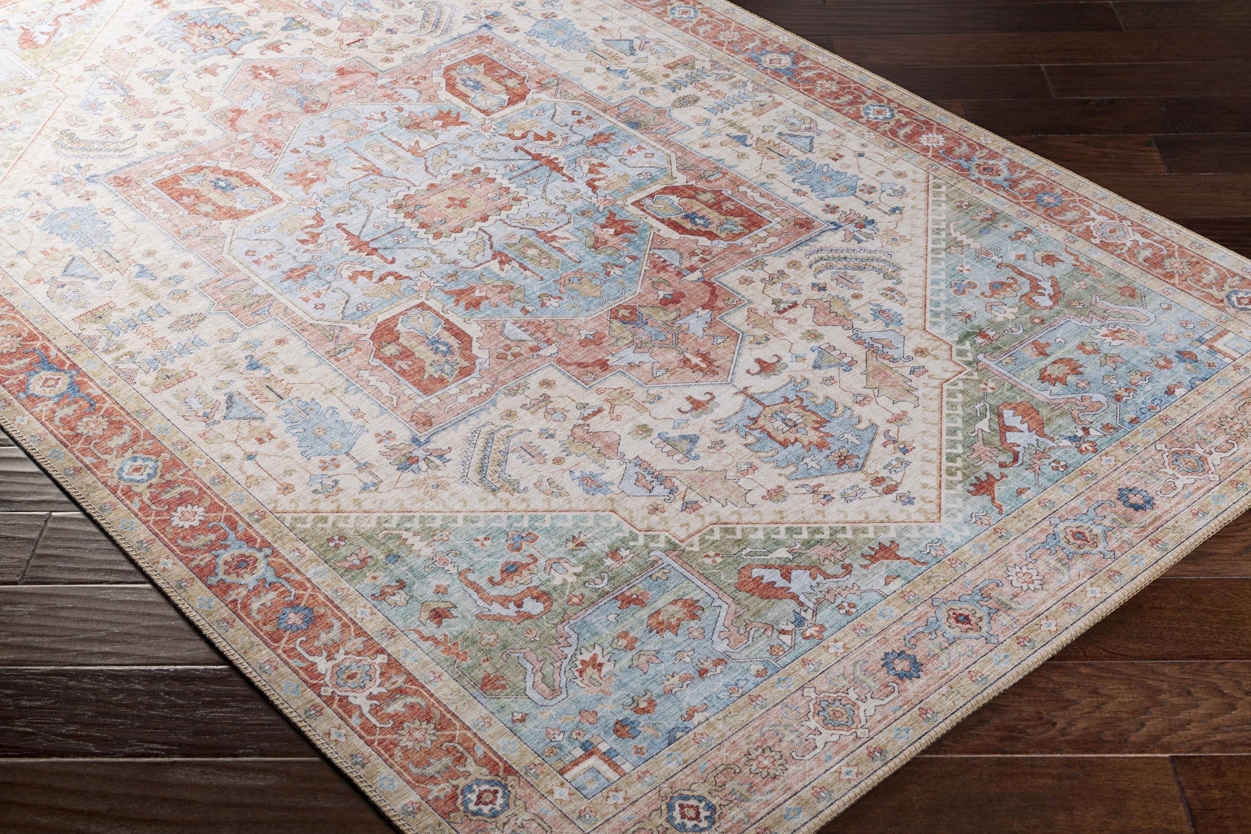Mark&Day 4x6 Traditional Beige Area Rug - Soft Plush Carpet for Living Room, Bedroom, Kitchen - Non-Slip Comfortable Floor Mat (3'6