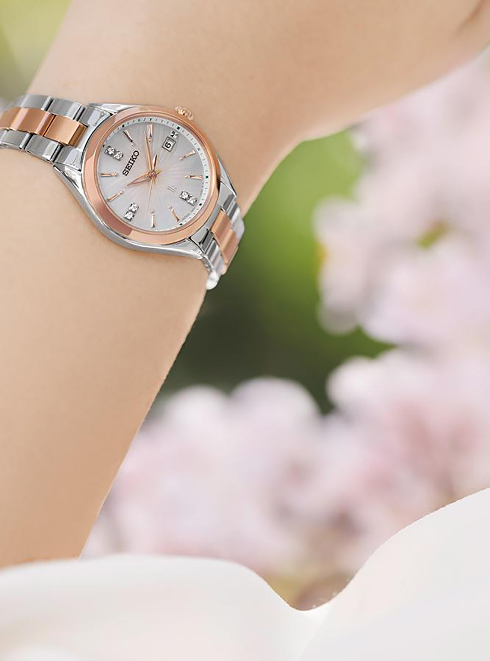 SEIKO LUKIA Ladies Watch 2024 Limited Edition SAKURA BLOOMING SSQW080 - Japanese Automatic Movement, Stainless Steel Case, Mother-of-Pearl Dial - Perfect for Women's Fashion, Office Wear & Special Occasions