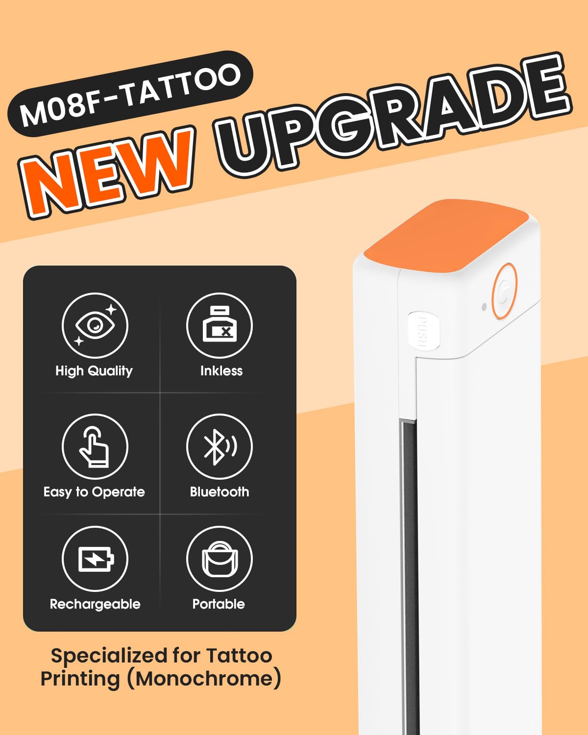 Phomemo M08F Wireless Tattoo Stencil Printer - Portable Thermal Copier Machine with 10 Stencil Papers for Tattoo Artists & Beginners | Smartphone & PC Compatible | Ideal for Tattoo Studios, Home Use & Professional Designs