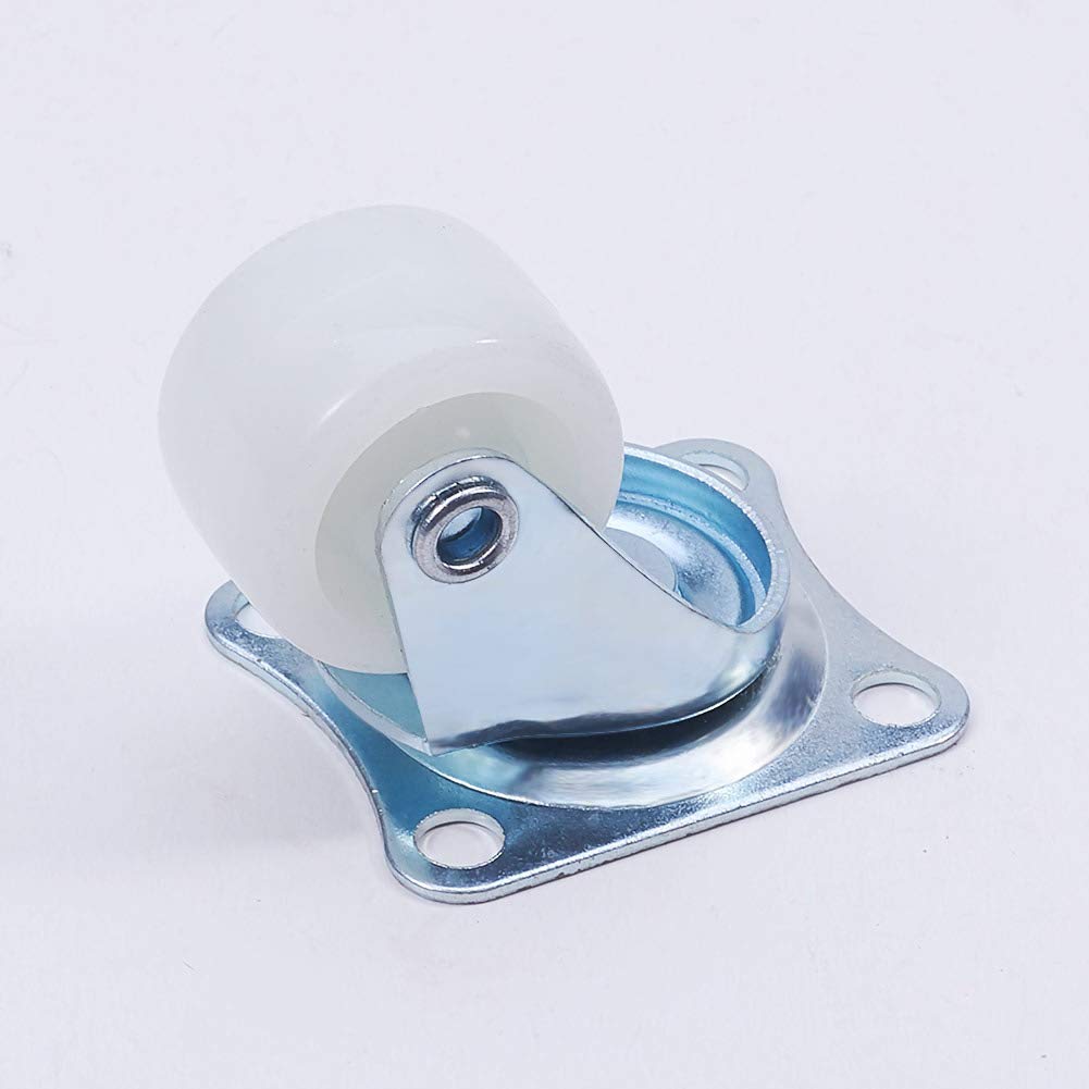 MroMax 1 Inch Nylon Swivel Casters - Top Plate Mounted Caster Wheels No Brake White (22lb Capacity, 1pc) - Perfect for Office Chairs, Carts, and Lightweight Furniture