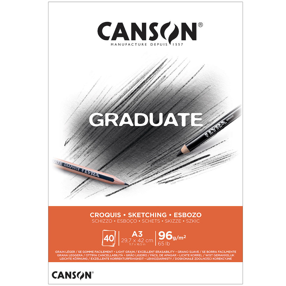 Canson Graduate Sketch Pad A3 - 50 Sheets 100g/m² Acid-Free Paper for Drawing, Sketching & Art Projects - Perfect for Artists, Students & Professionals